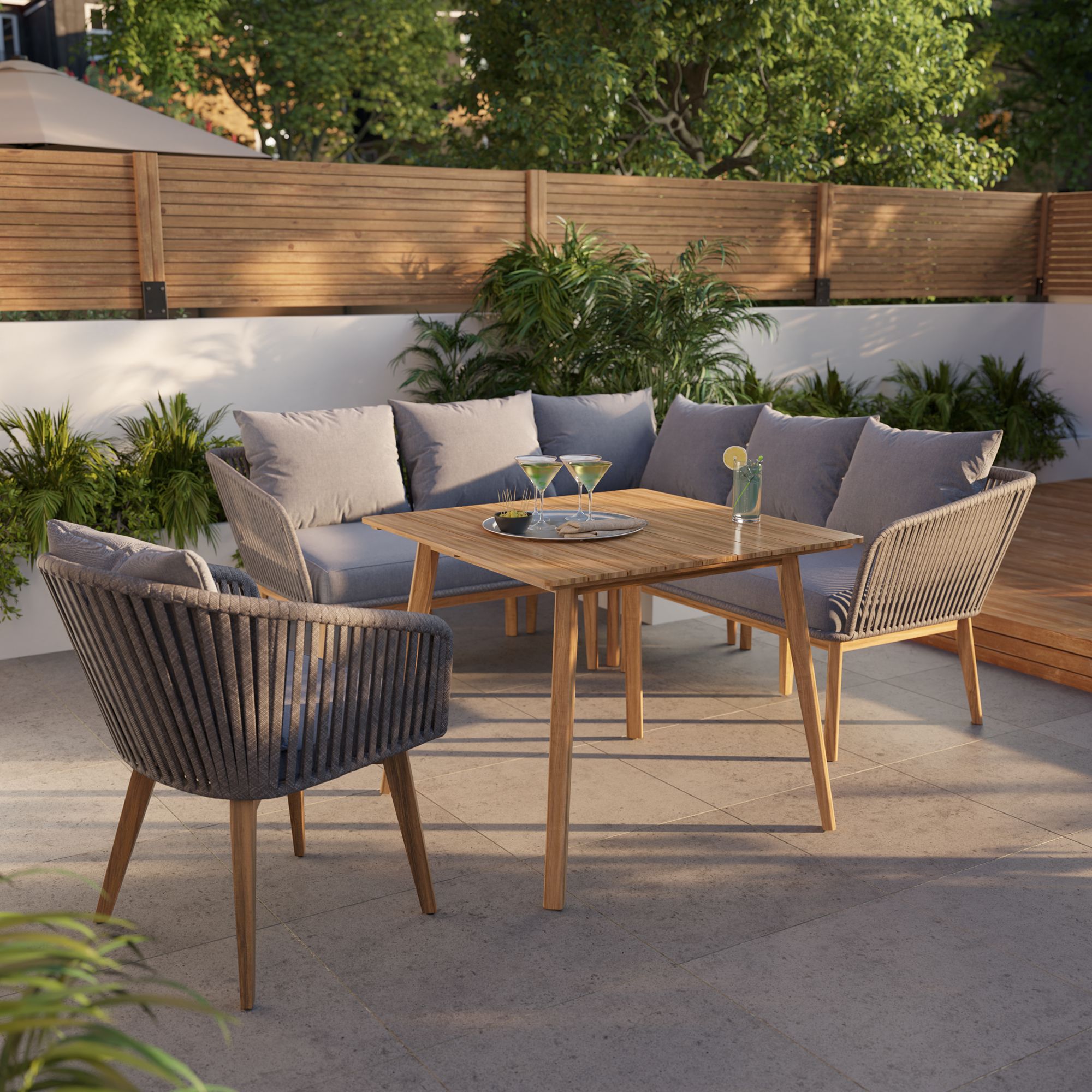 GoodHome Vitello Grey 6 Seater Modular corner Dining set
