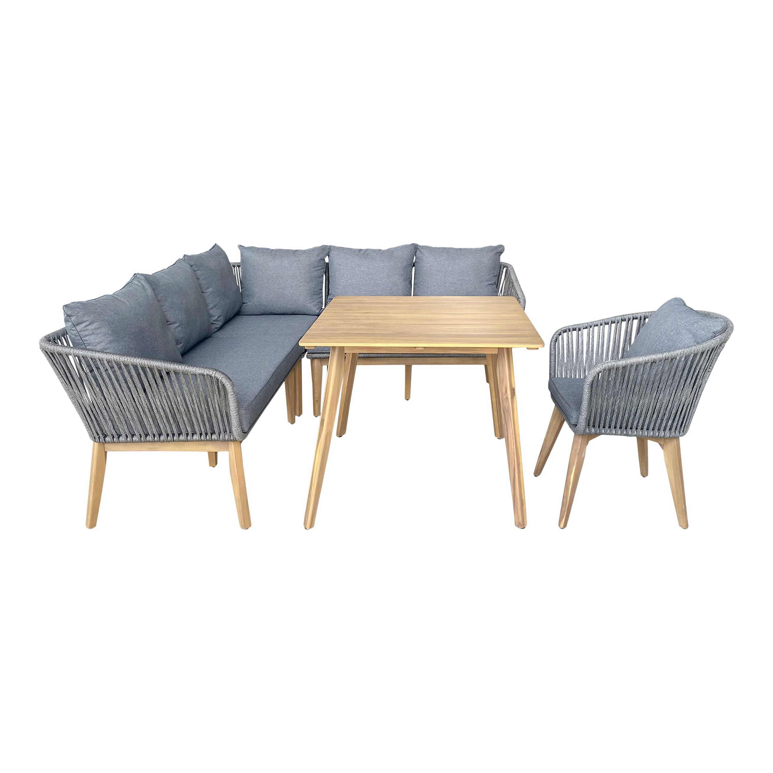 GoodHome Vitello Grey 6 Seater Modular corner Dining set