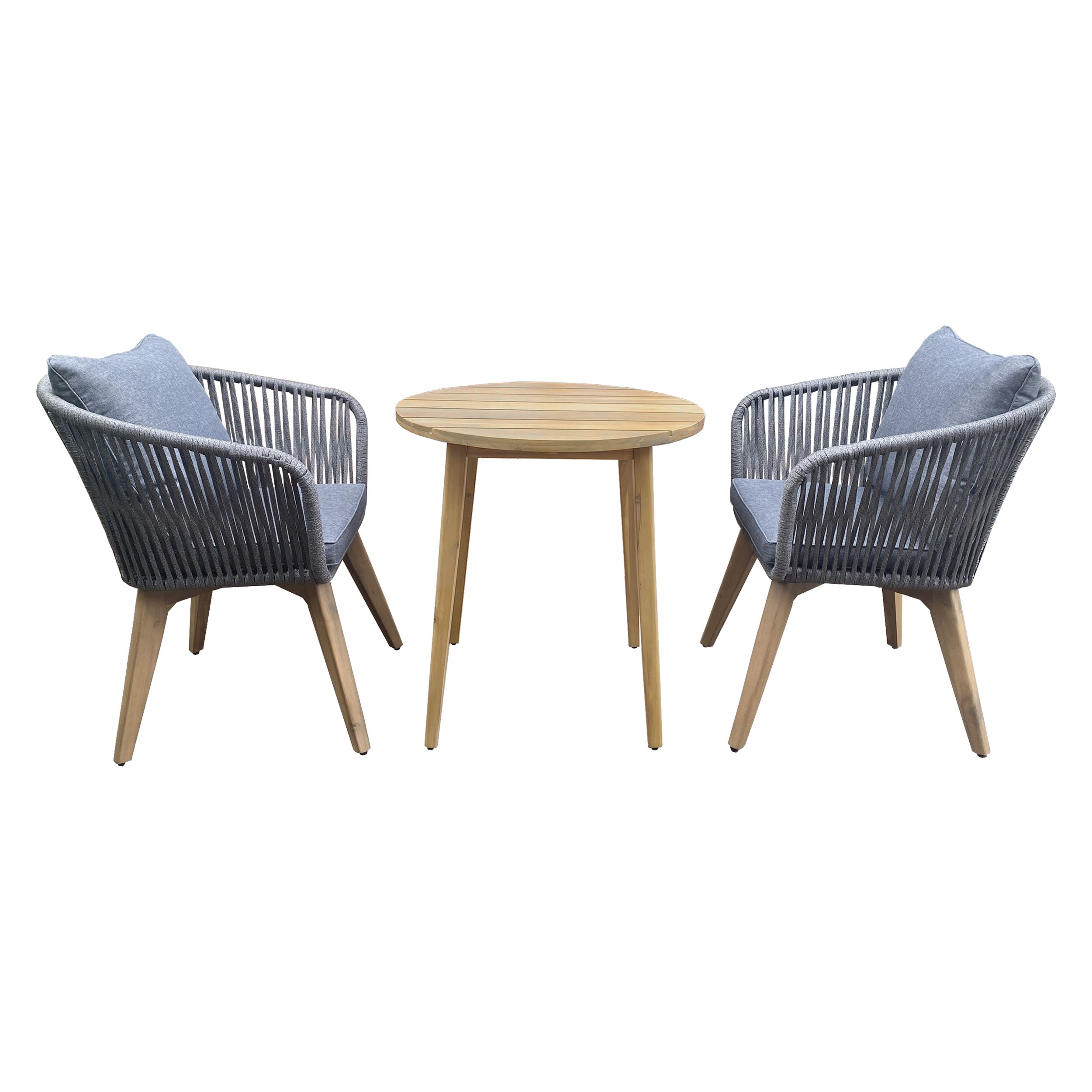 GoodHome Vitello Grey & Natural Wooden 2 seater Bistro set