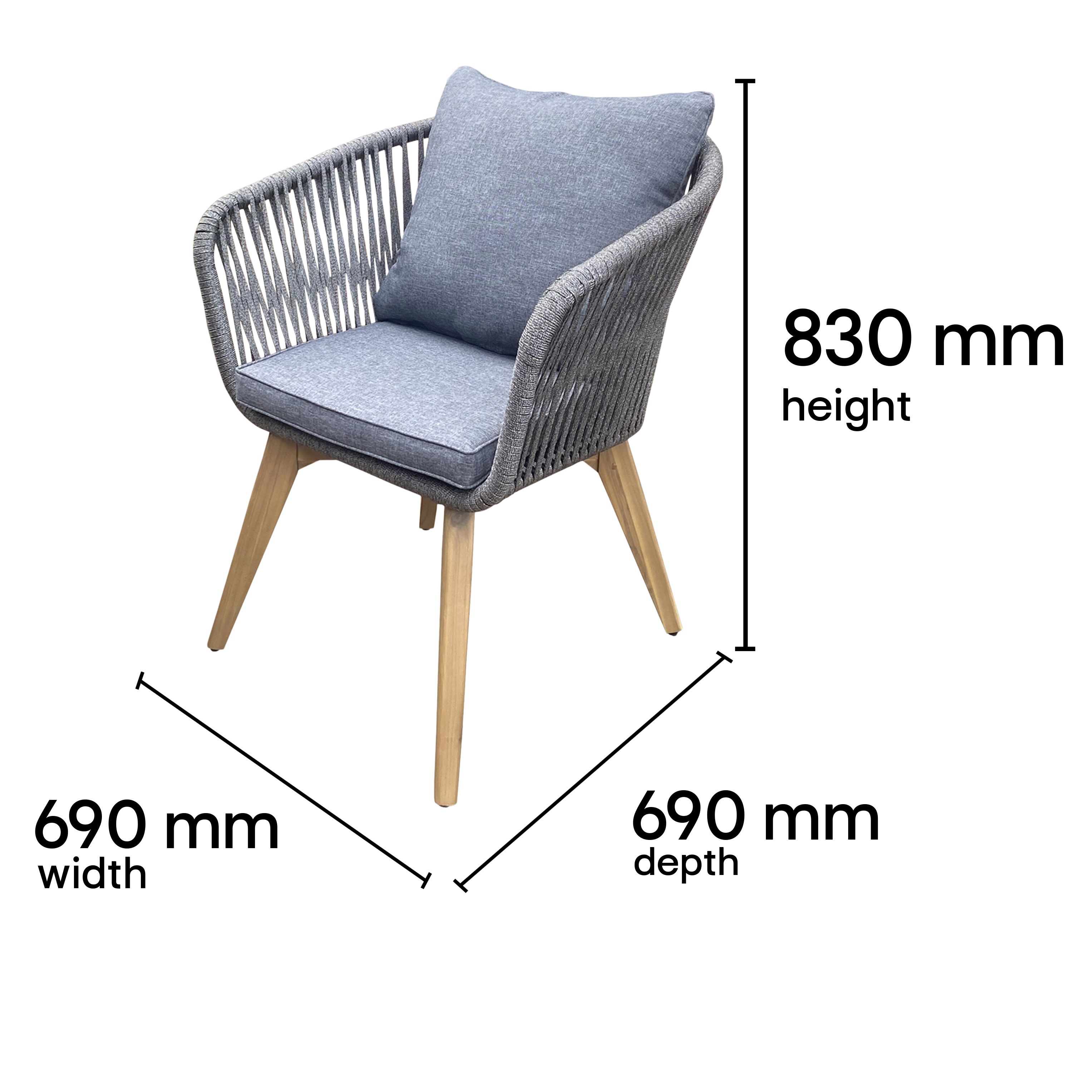 GoodHome Vitello Grey & Natural Wooden 2 seater Bistro set