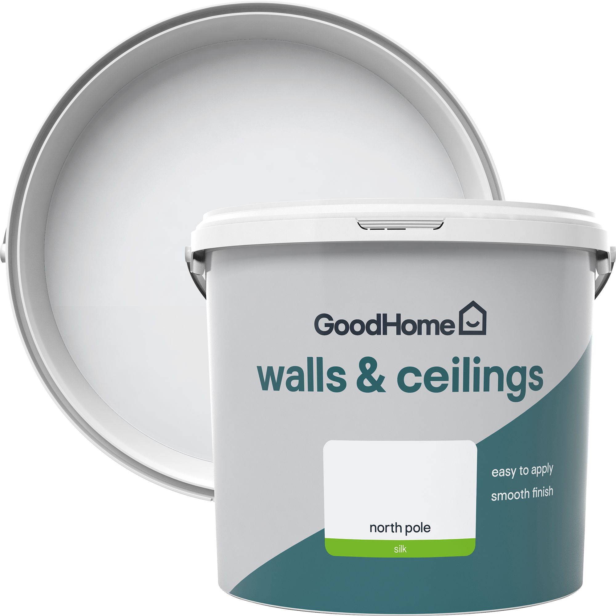 GoodHome Walls & ceilings North pole Silk Emulsion paint, 5L Tradepoint