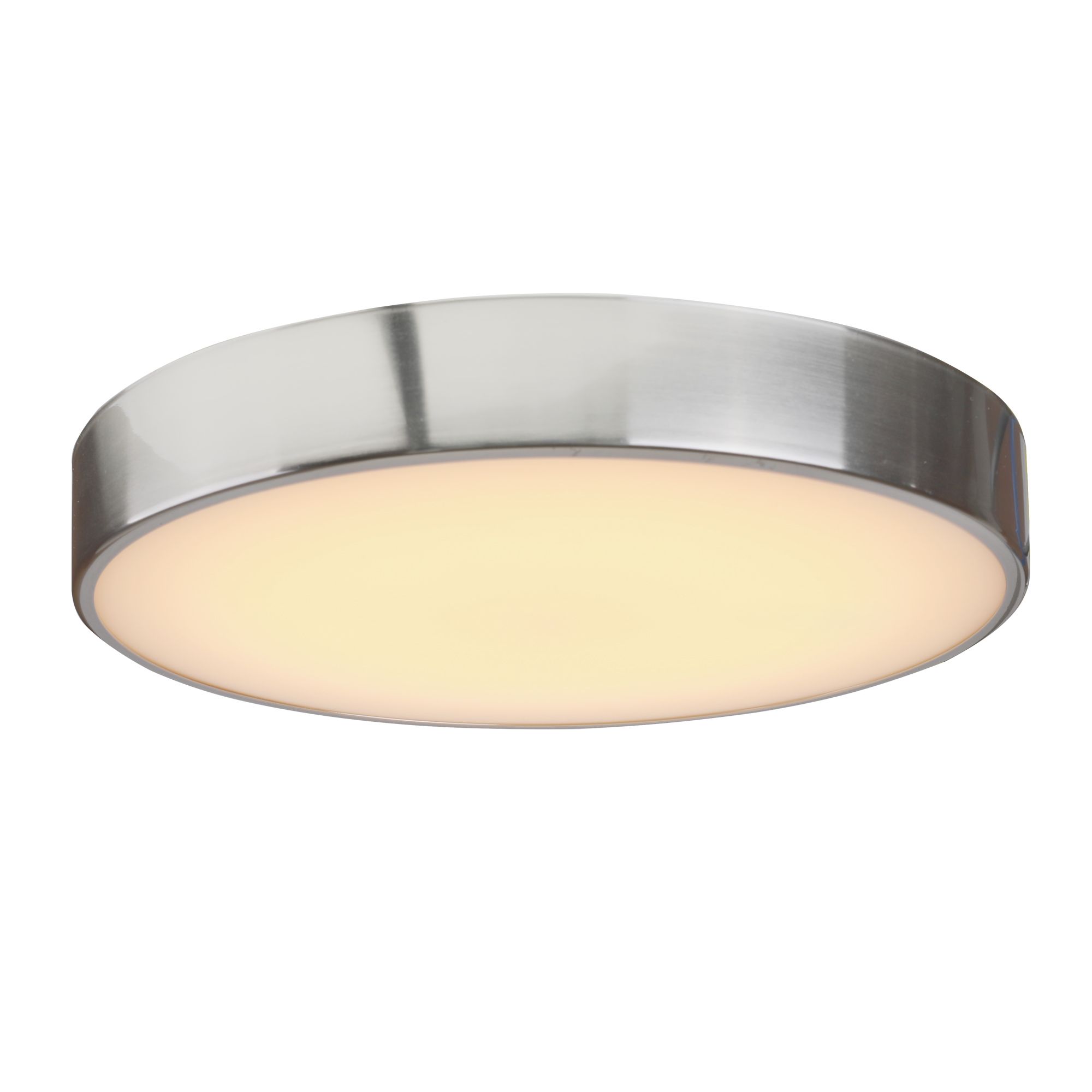GoodHome Wapta Brushed Metal & plastic Chrome effect Bathroom LED Ceiling light