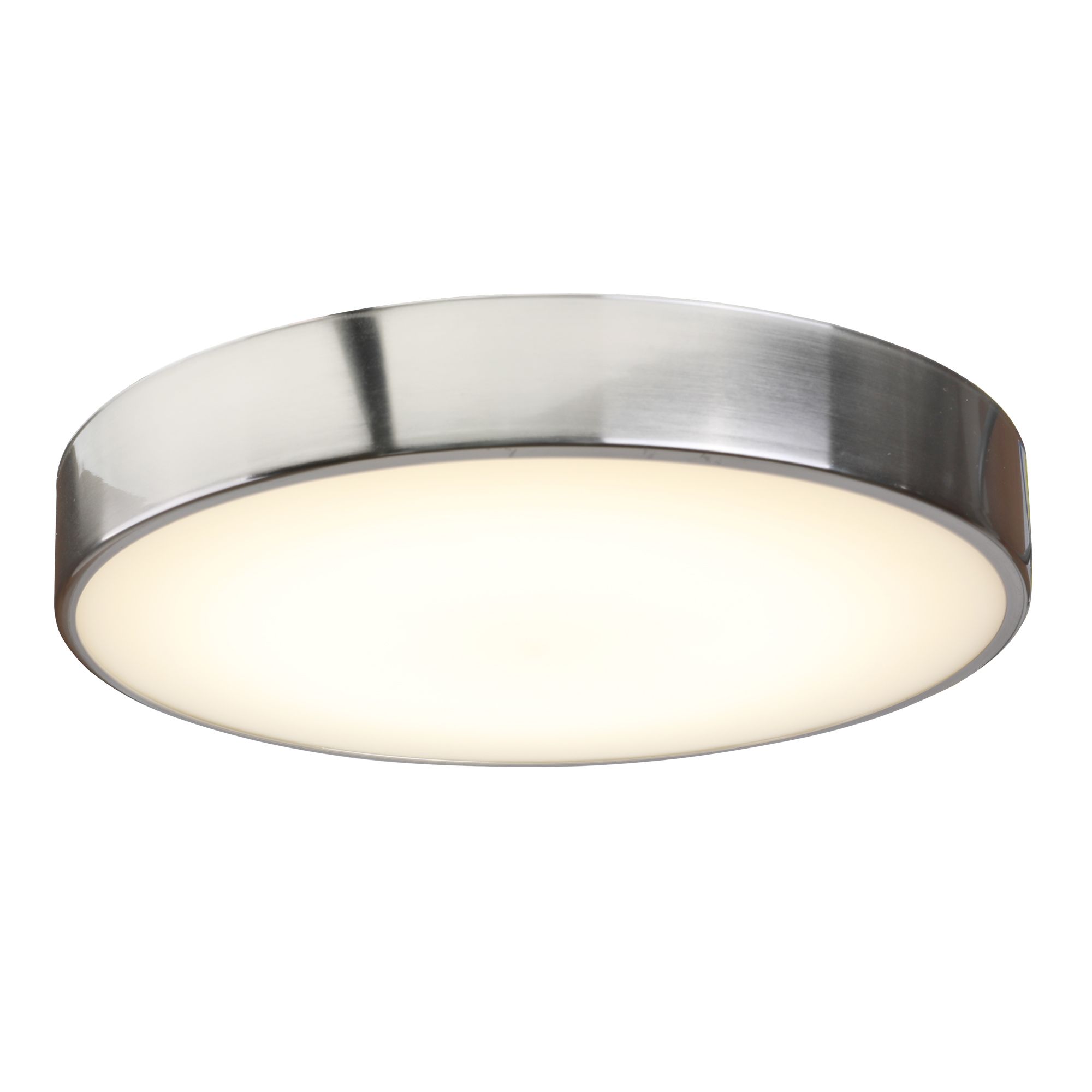 GoodHome Wapta Brushed Metal & plastic Chrome effect Bathroom LED Ceiling light