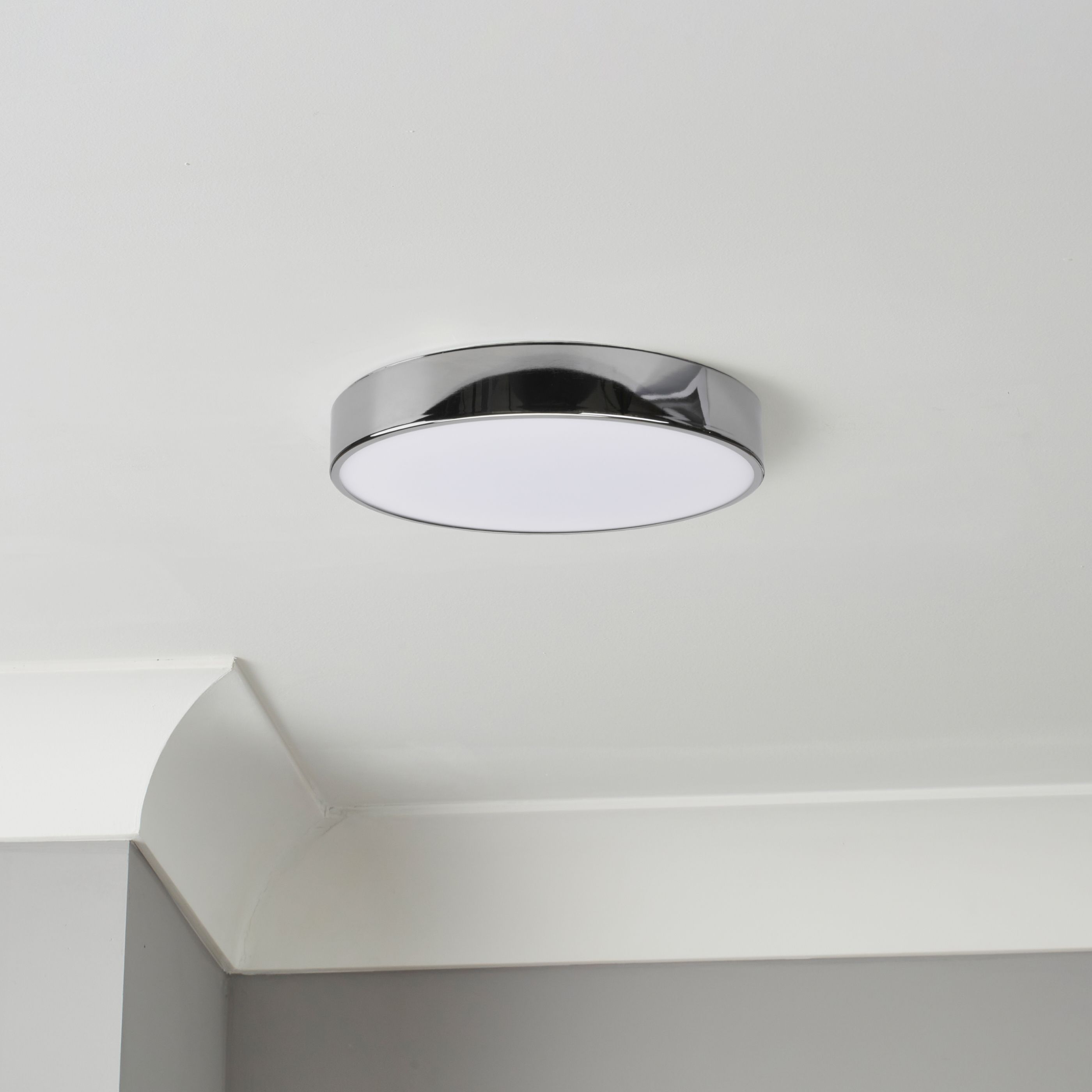 GoodHome Wapta Chrome effect Bathroom Ceiling light