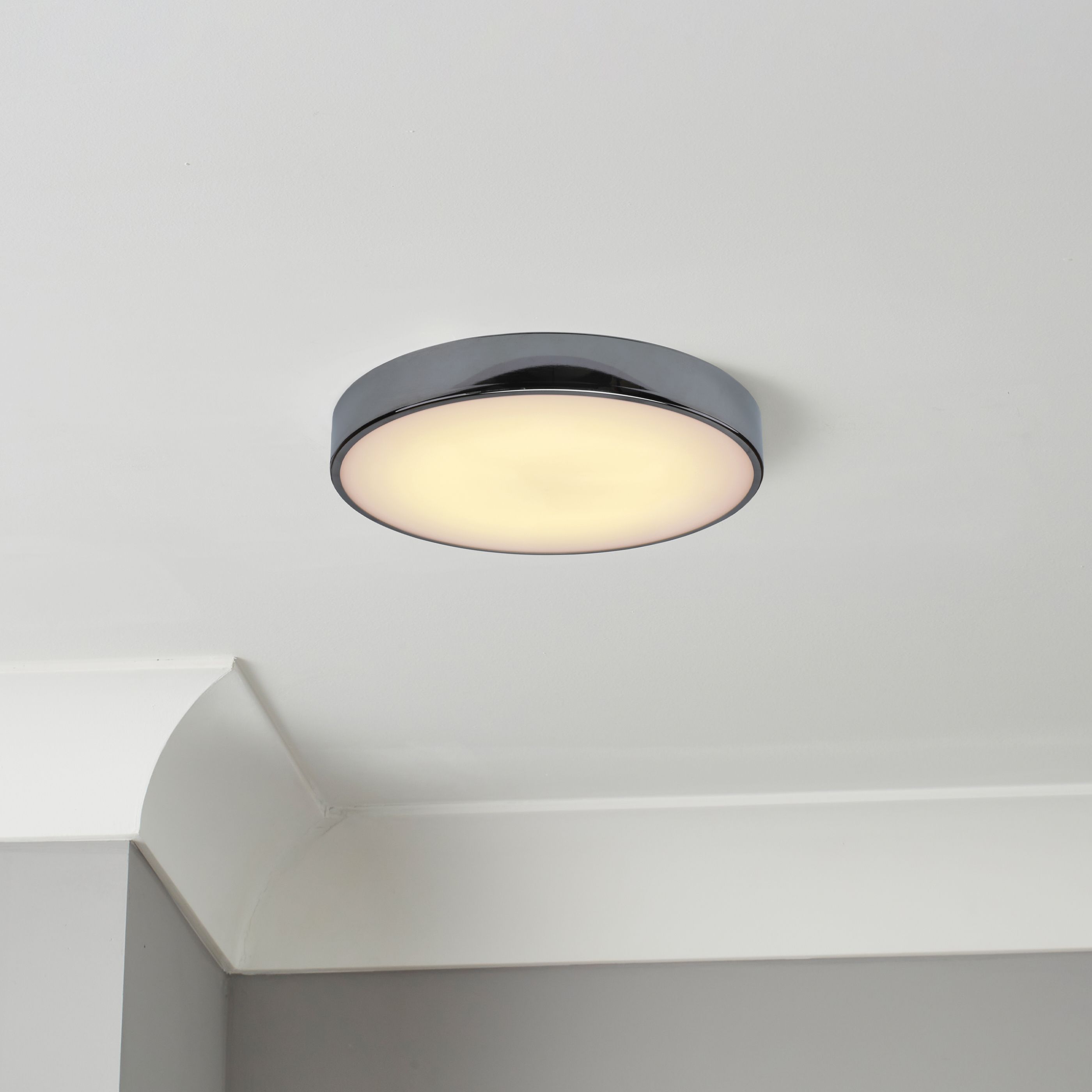GoodHome Wapta Chrome effect Bathroom Ceiling light