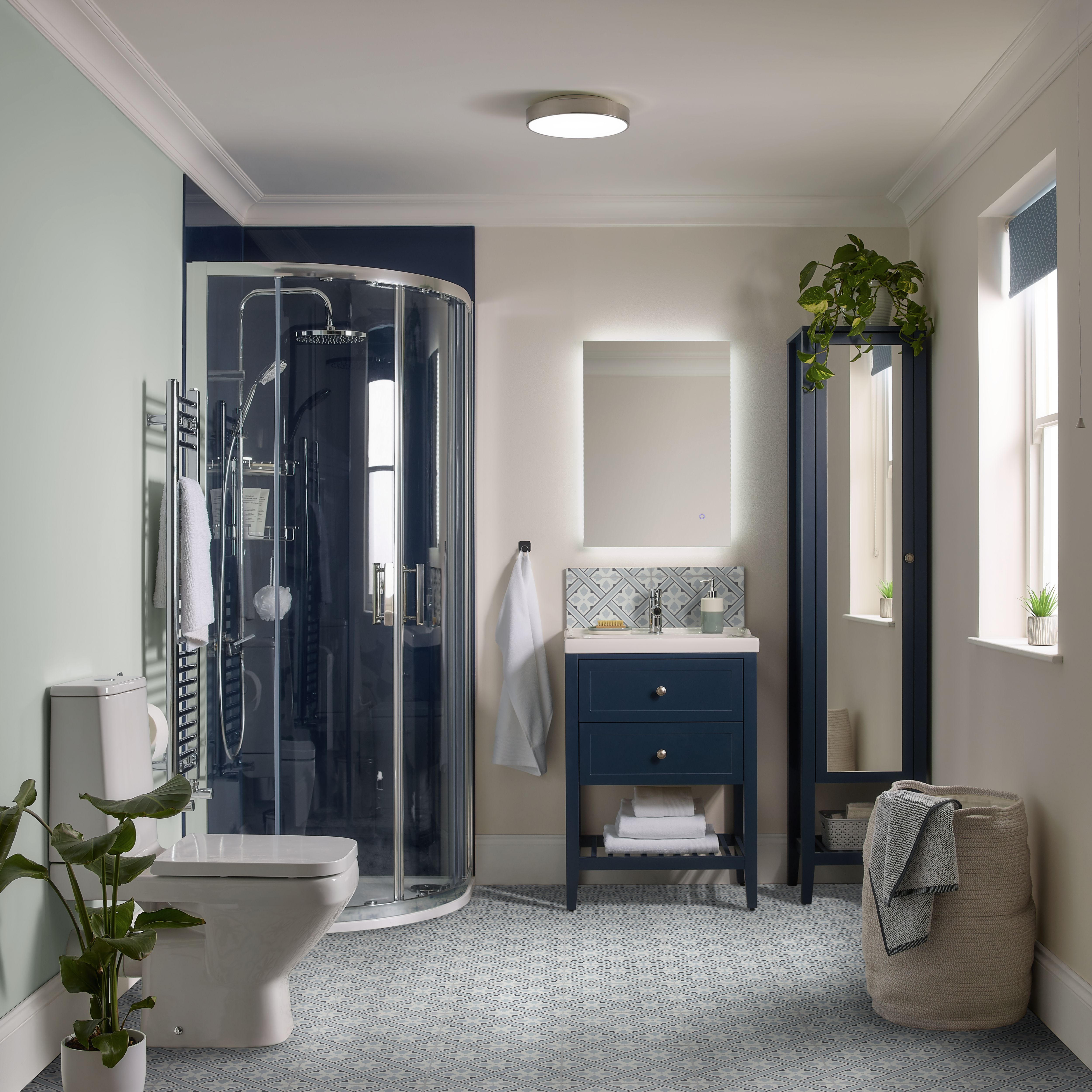 GoodHome Wapta Chrome effect Bathroom Ceiling light