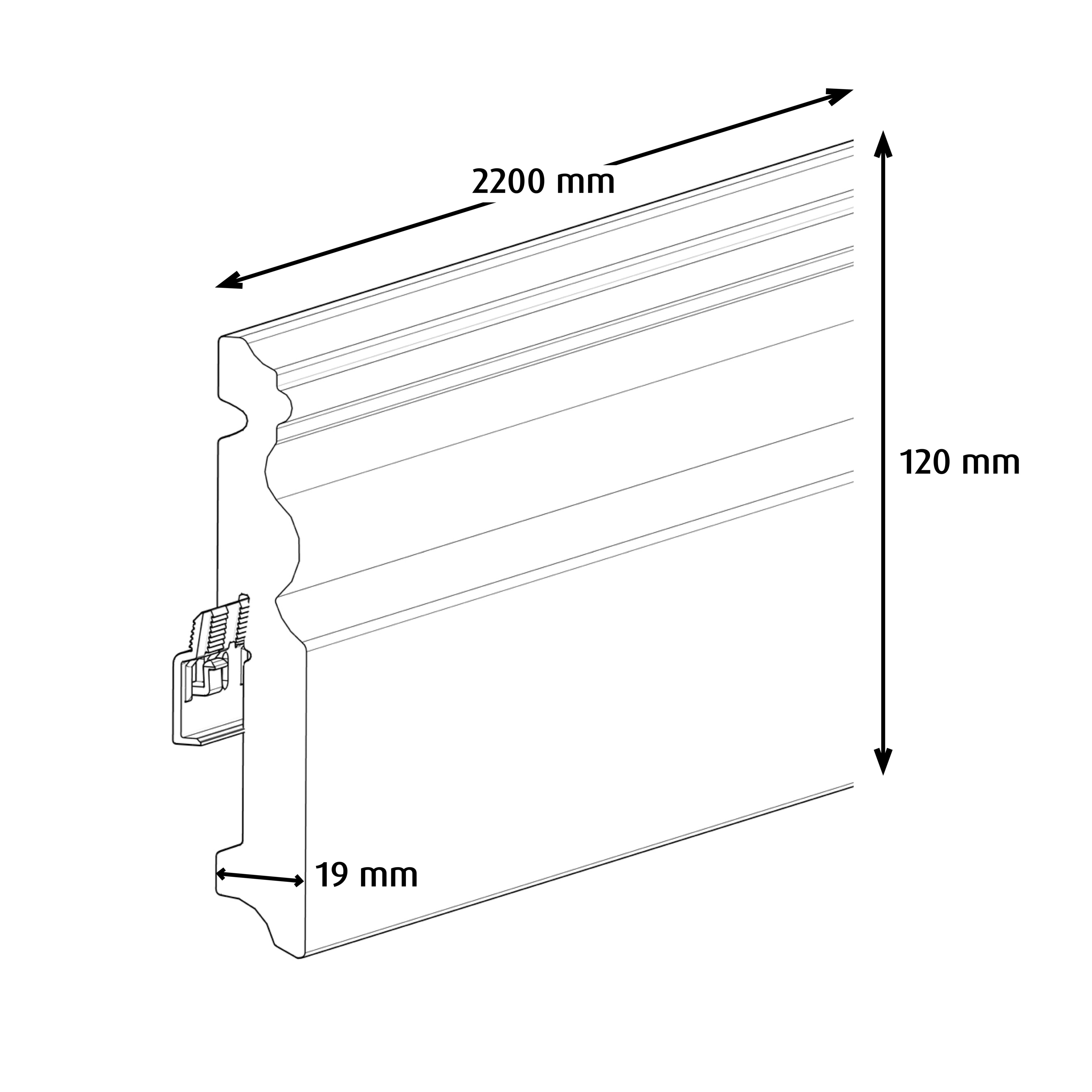 GoodHome White MDF Skirting board (L)2.2m (W)120mm (T)19mm
