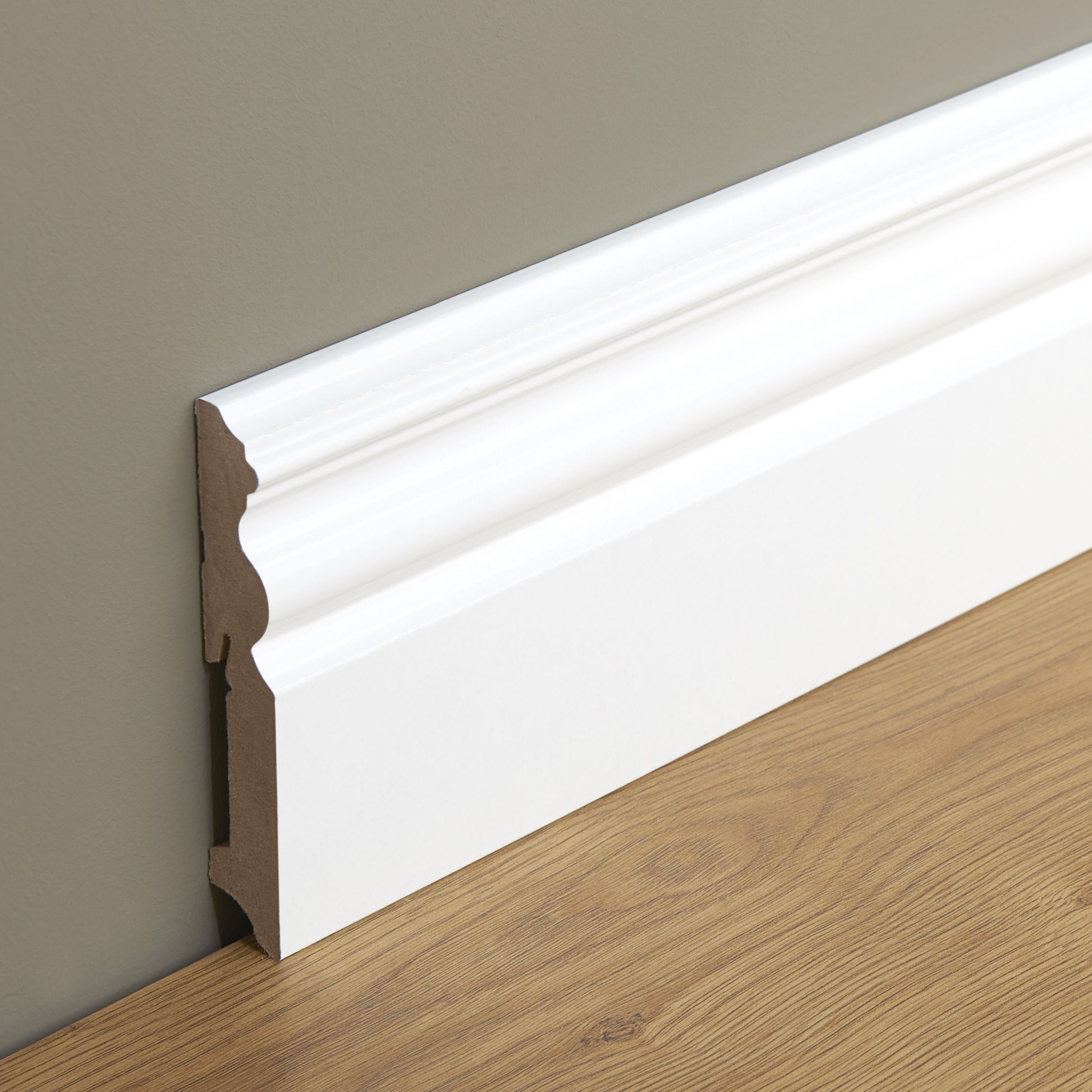 GoodHome White MDF Skirting board (L)2.2m (W)120mm (T)19mm