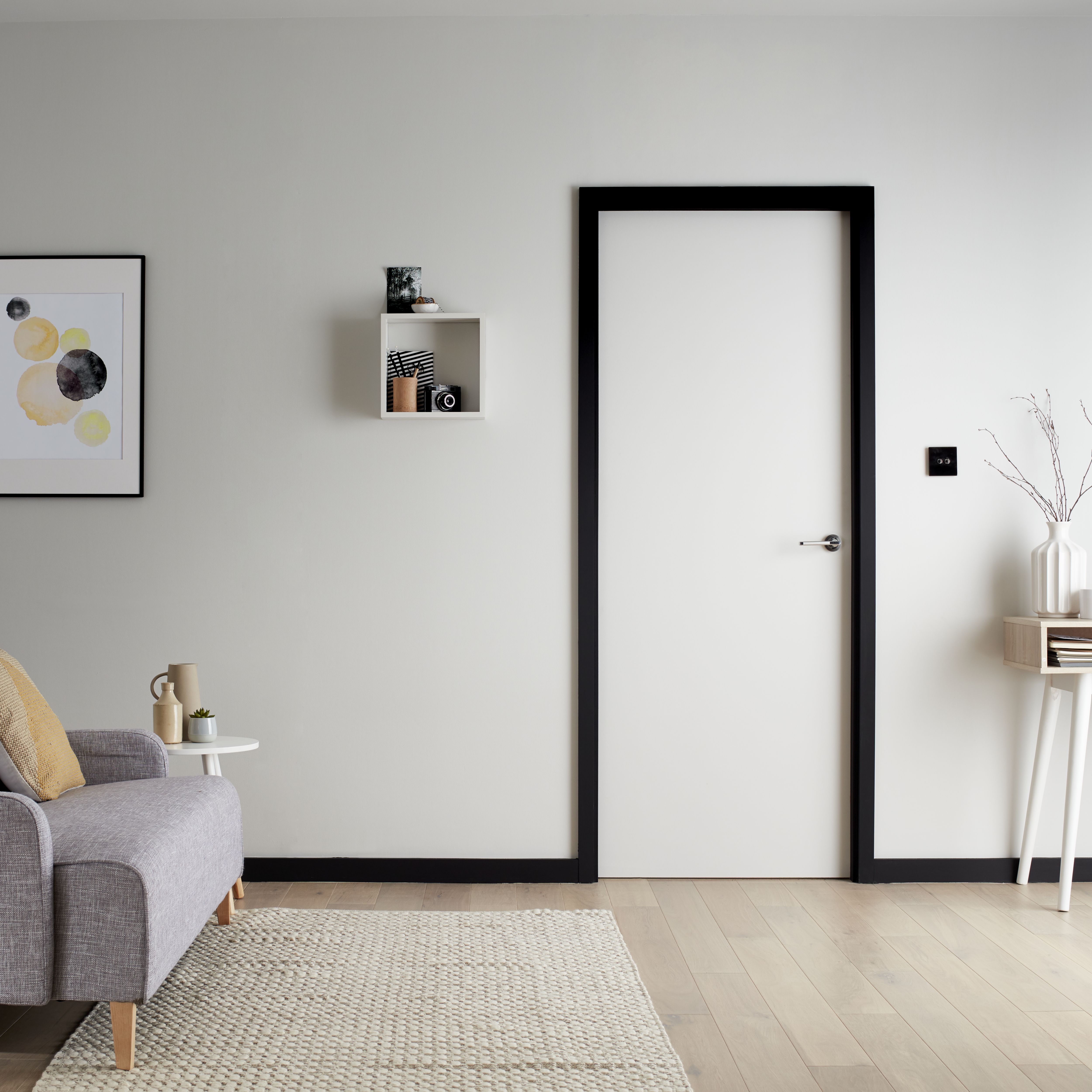 GoodHome White MDF Square Skirting board (L)2.4m (W)69mm (T)18mm, Pack of 4