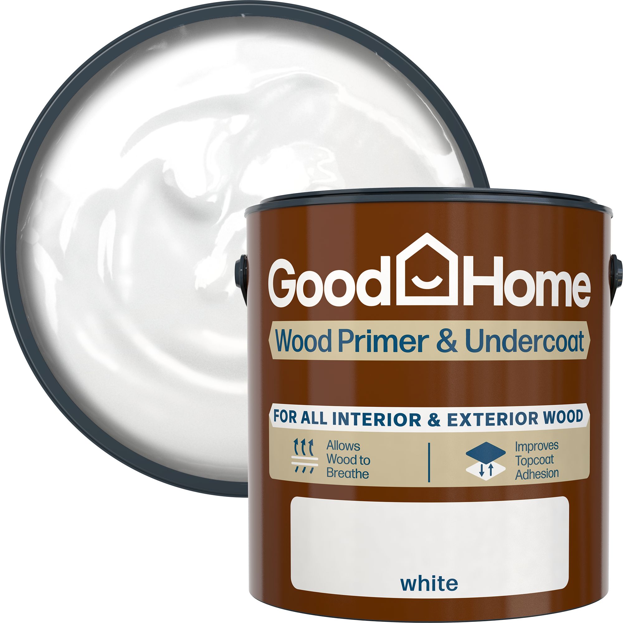 GoodHome White Multi-surface Wood Primer & undercoat, 2.5L