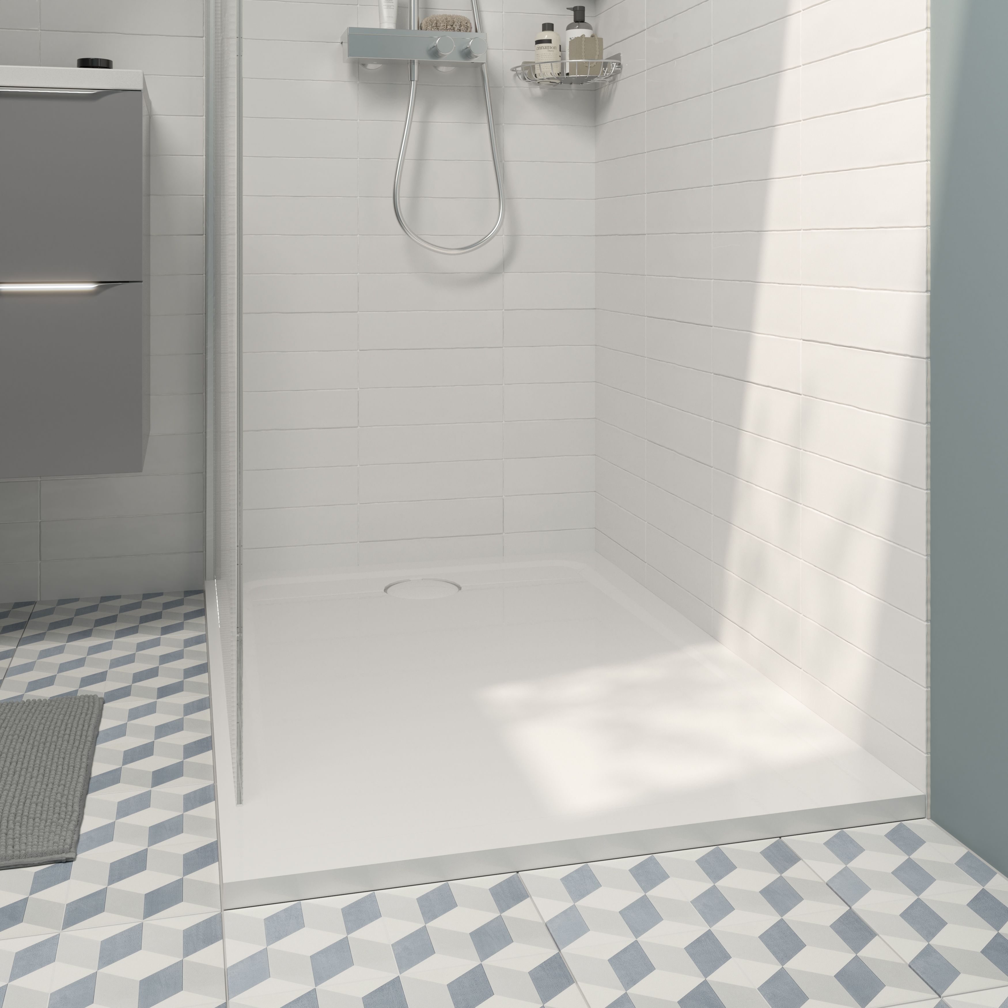 GoodHome White Rectangular End drain Shower tray (L)90cm (W)120cm (H)2.7cm