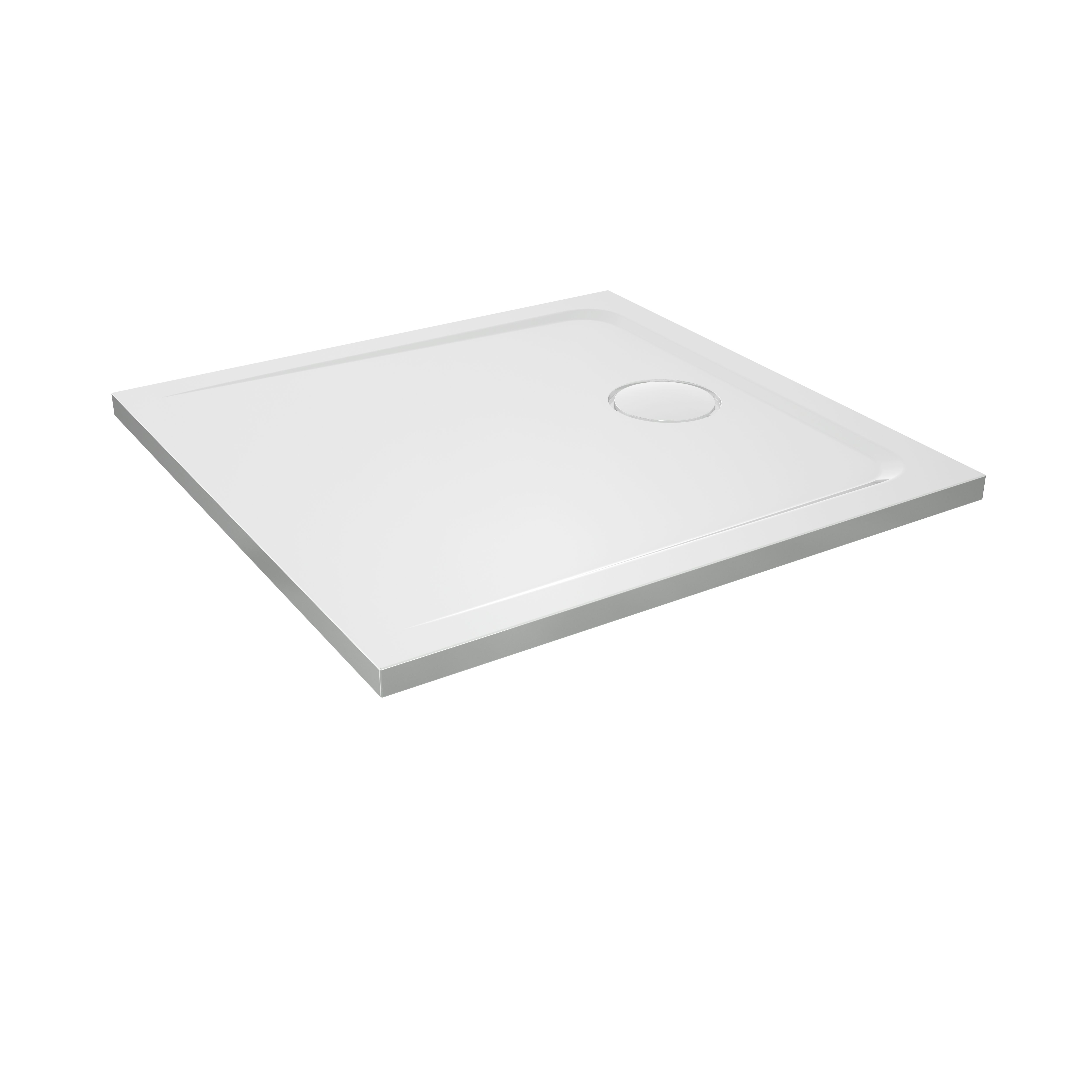 GoodHome White Square End drain Shower tray (L)90cm (W)90cm (H)2.7cm