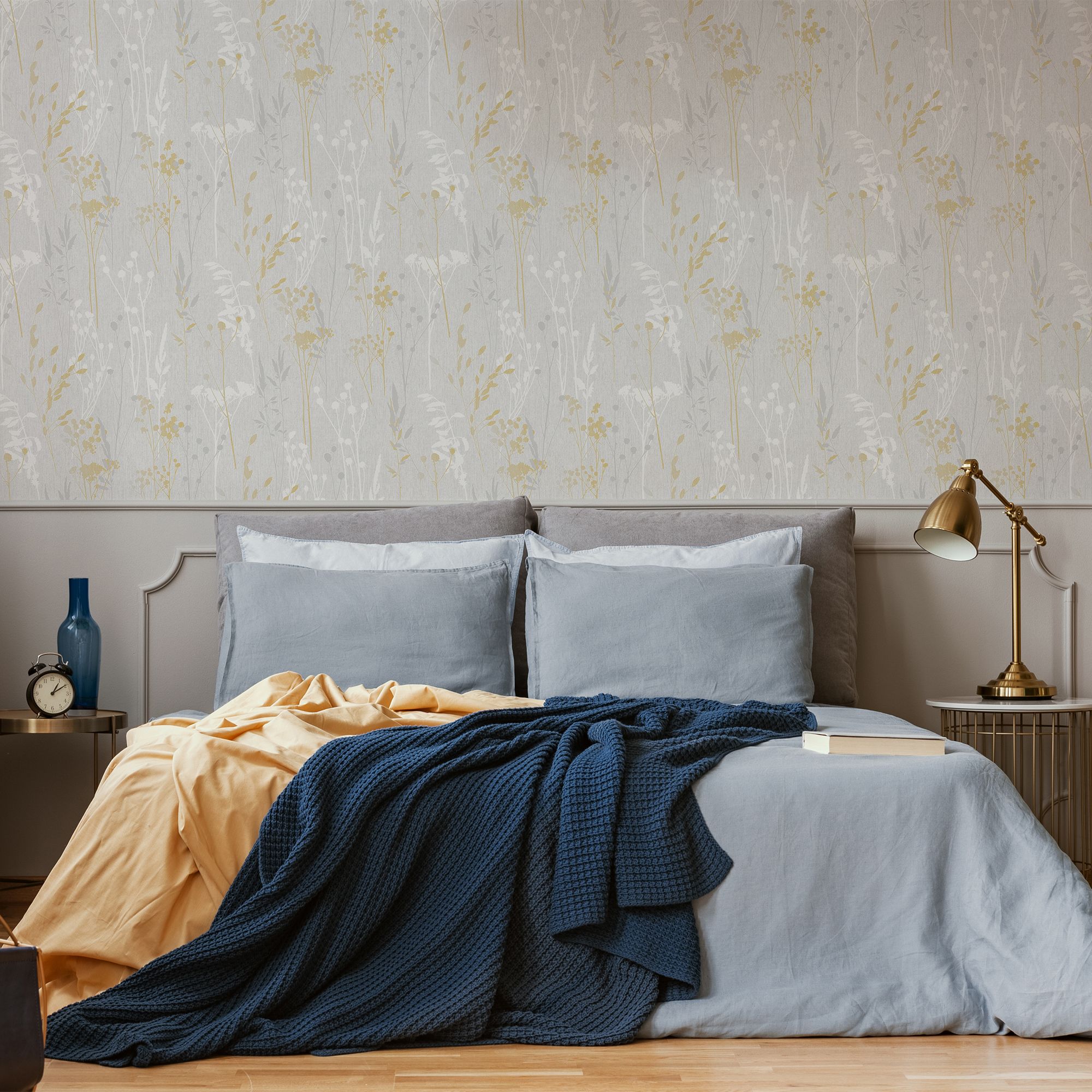 GoodHome Willot Grey Leaf Textured Wallpaper