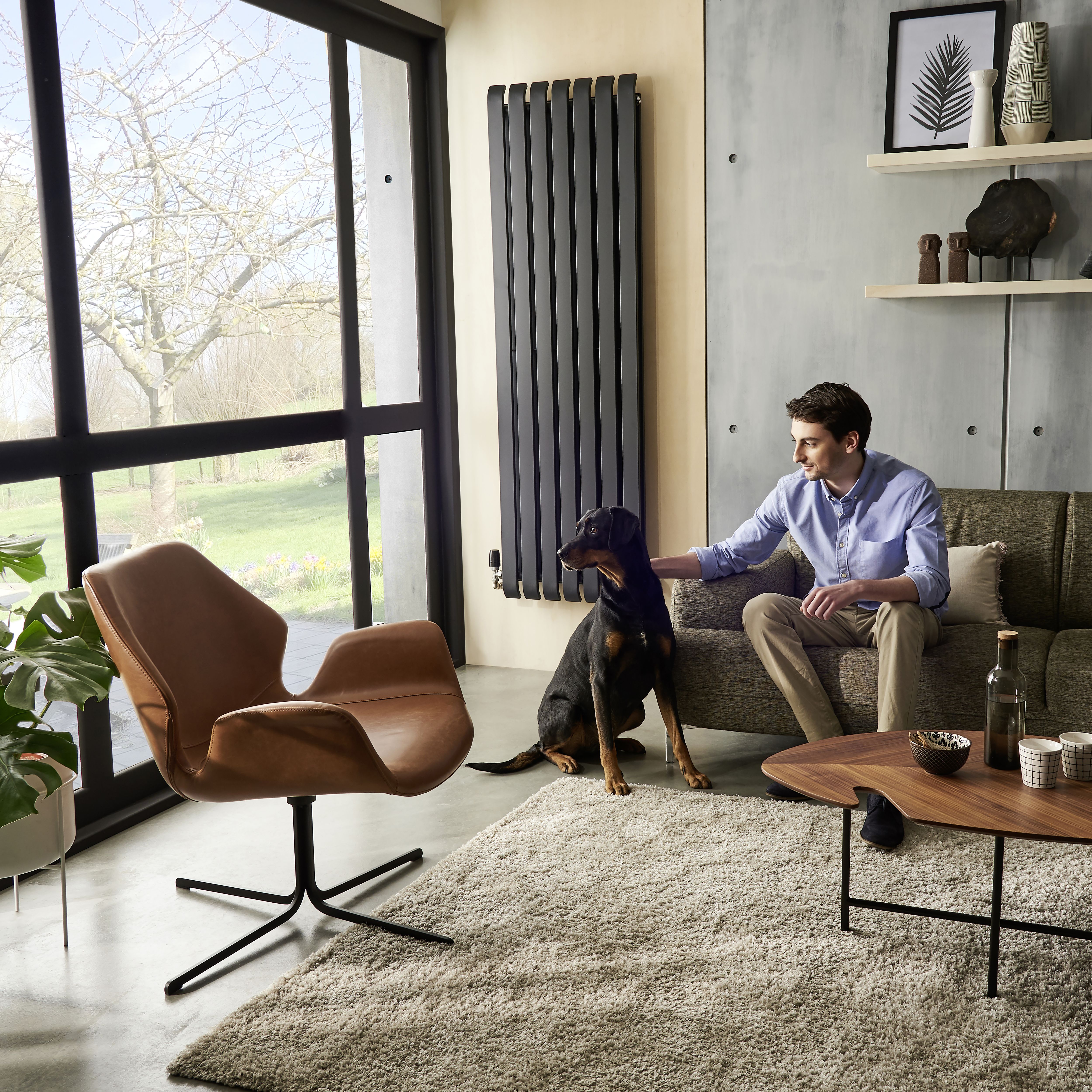GoodHome Wilsona Double Anthracite Vertical Designer Radiator, (W)540mm x (H)1800mm