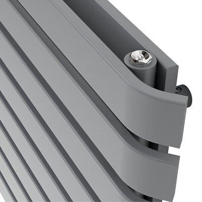 GoodHome Wilsona Double Grey Horizontal Designer Radiator, (W)1200mm x (H)620mm