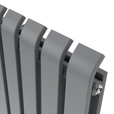 GoodHome Wilsona Double Grey Vertical Designer Radiator, (W)380mm x (H)1800mm