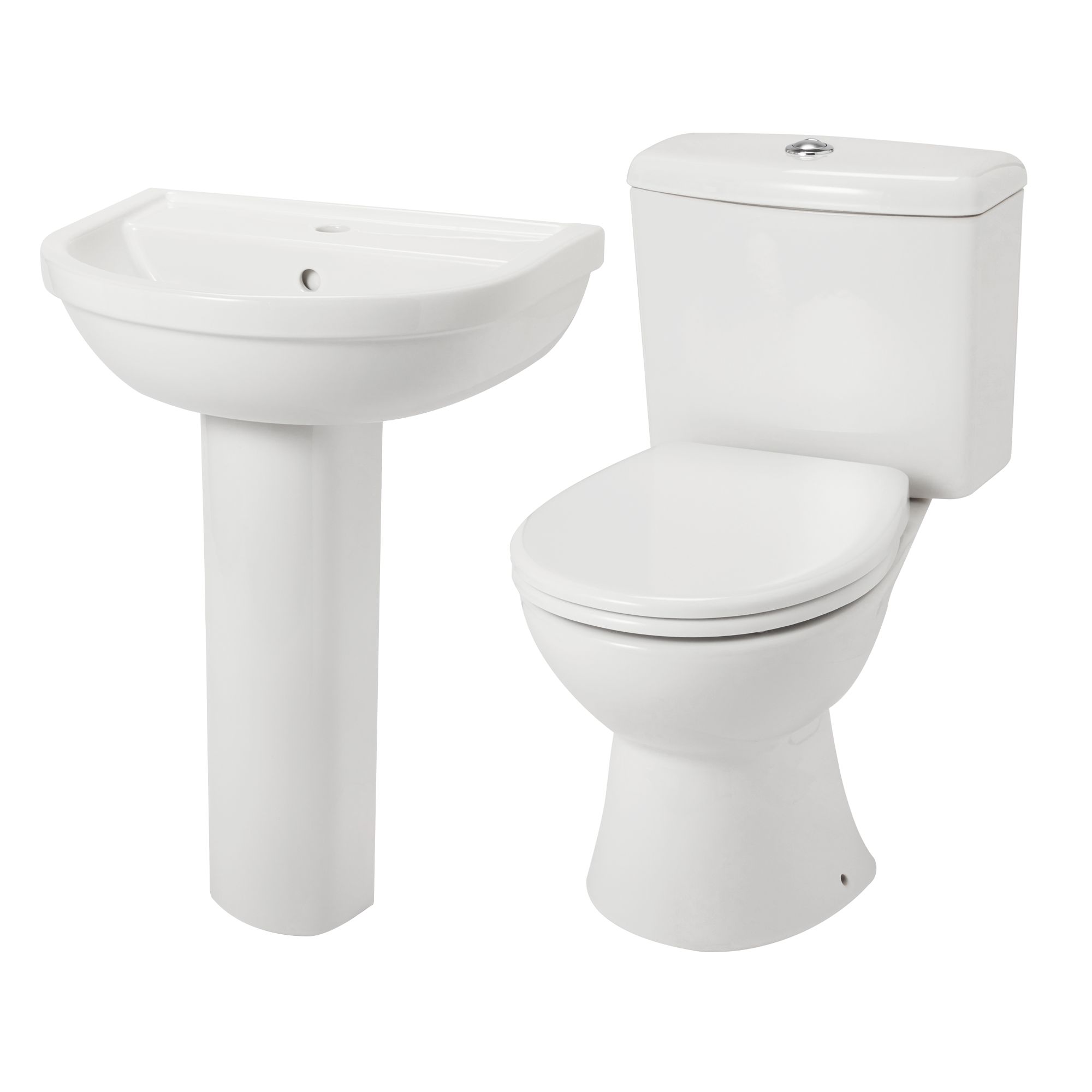 GoodHome Winam White Close-coupled Floor-mounted Toilet & full pedestal basin (W)375mm (H)750mm
