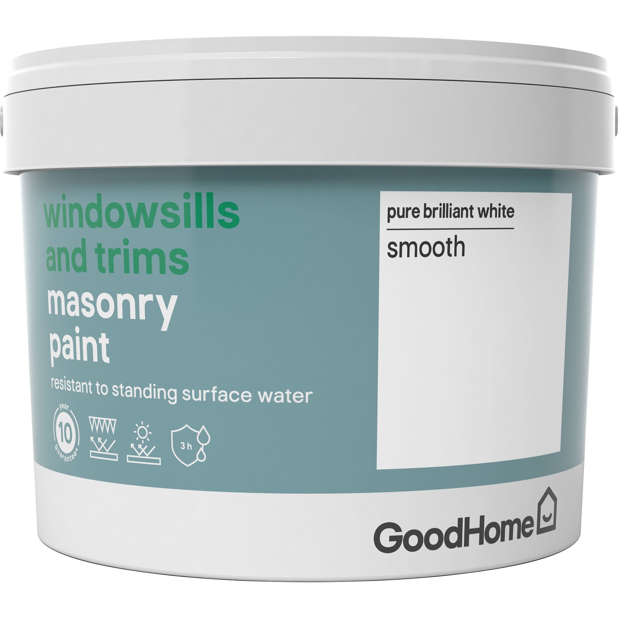 GoodHome Windowsills & trims Pure brilliant white Smooth Matt Masonry paint, 2.5L