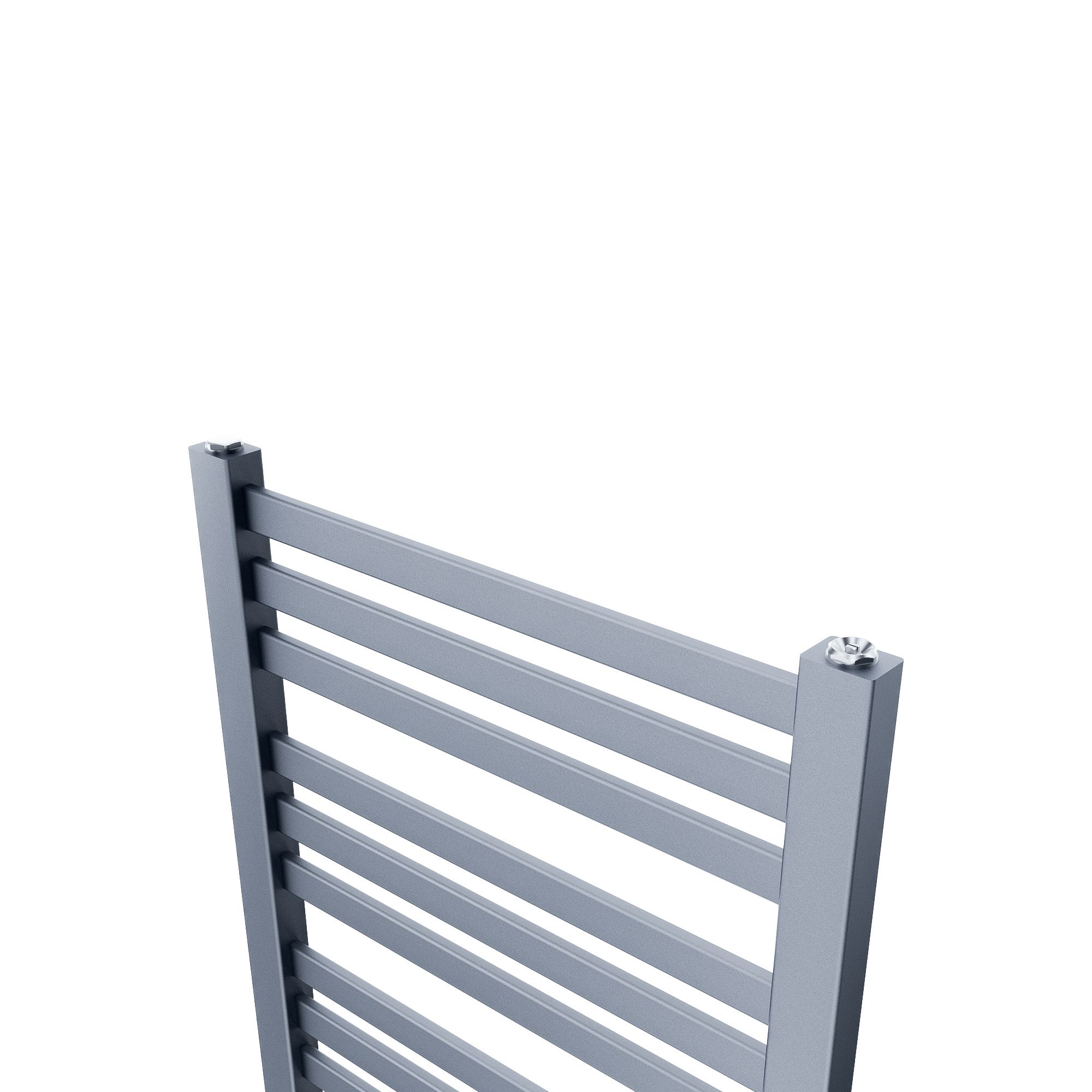 GoodHome Wolfsbane Silver effect 1381BTU Vertical Towel radiator (W)500mm x (H)900mm