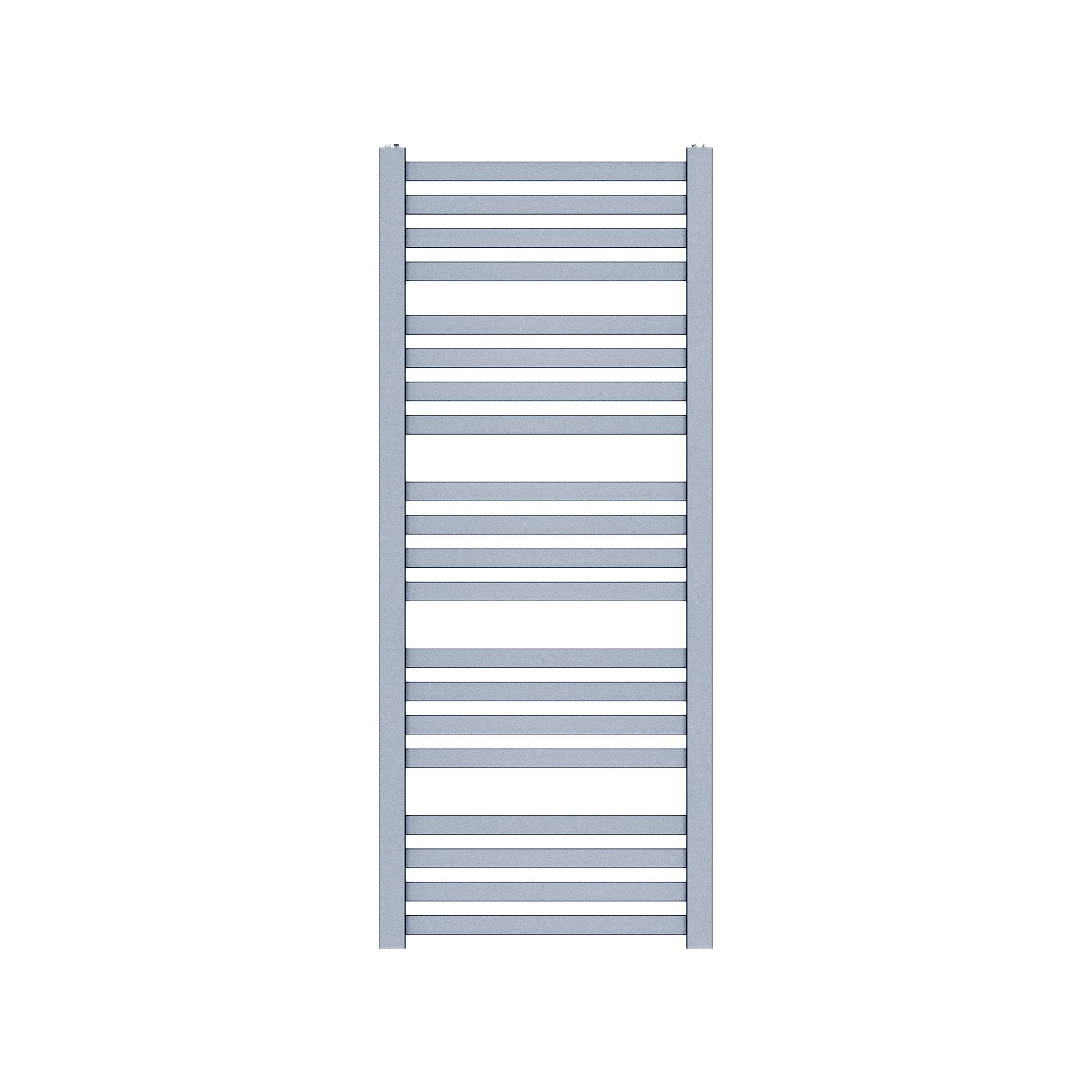 GoodHome Wolfsbane Silver effect 1777BTU Vertical Towel radiator (W)500mm x (H)1200mm