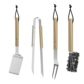 GoodHome Wood 4 piece Barbecue tool set