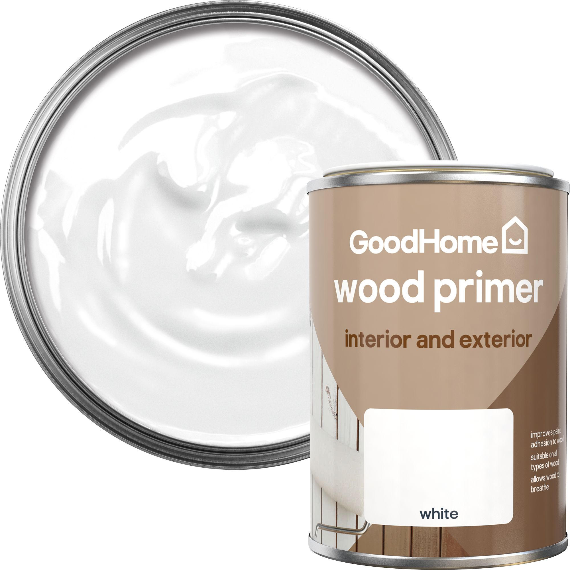 GoodHome Wood White Multi-surface Wood Primer & undercoat, 250ml