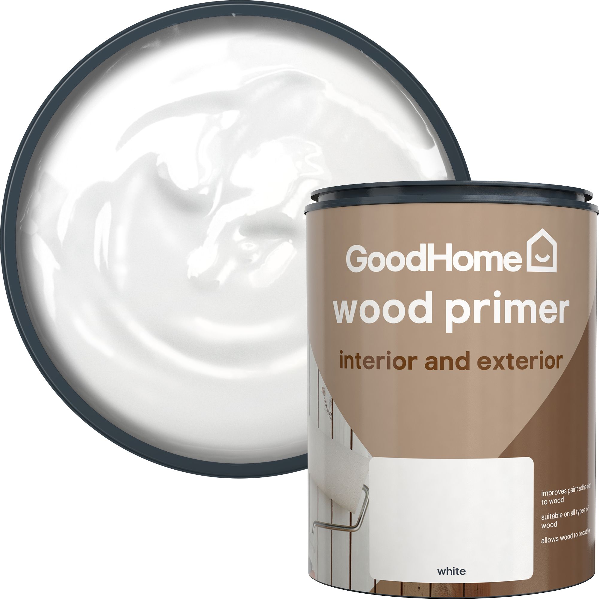 GoodHome Wood White Multi-surface Wood Primer & undercoat, 750ml