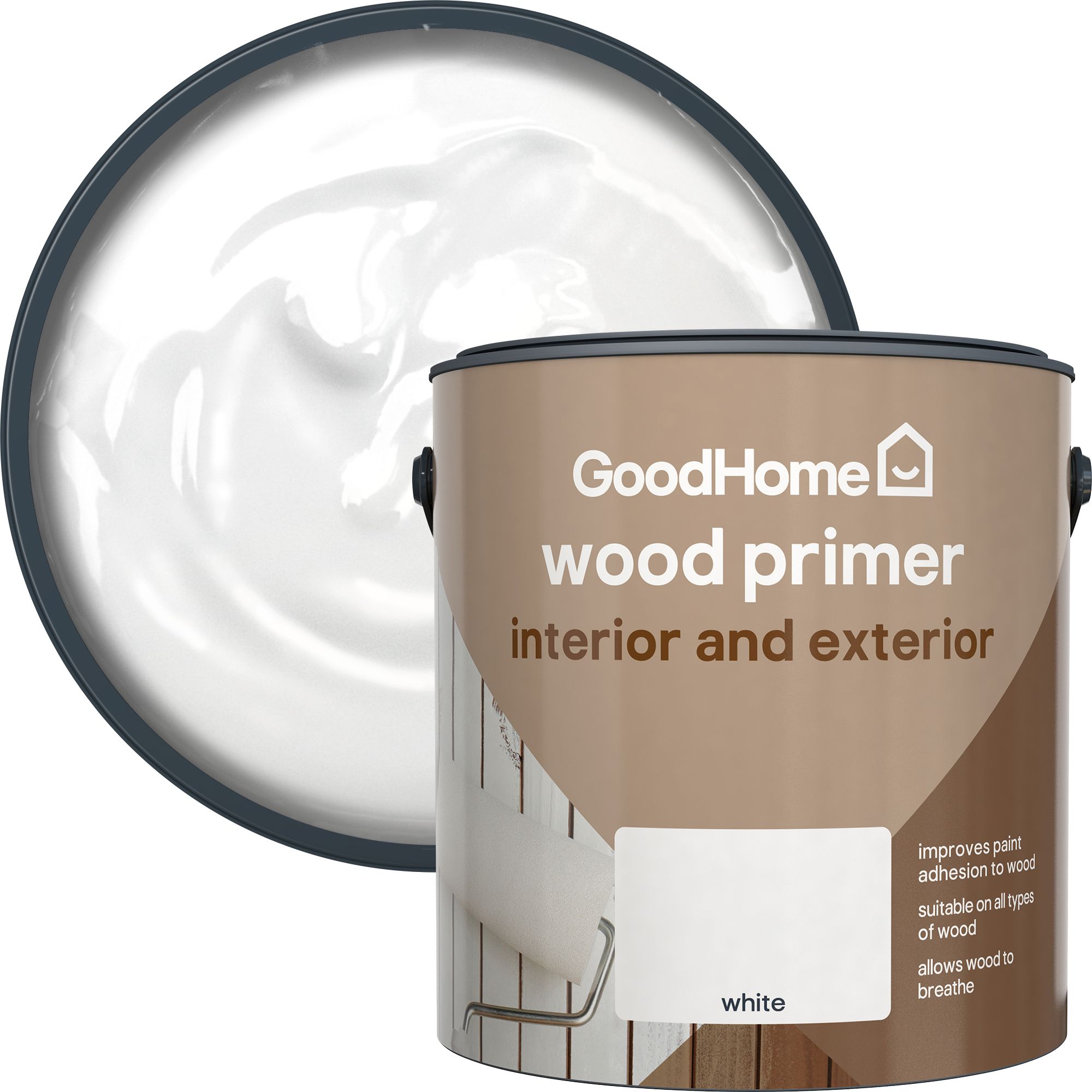 GoodHome Wood White Wood Primer & undercoat, 2.5L