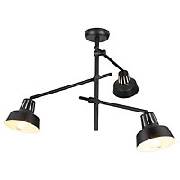 GoodHome Yarra Modern Matt Metal Black 3 Lamp LED Ceiling light