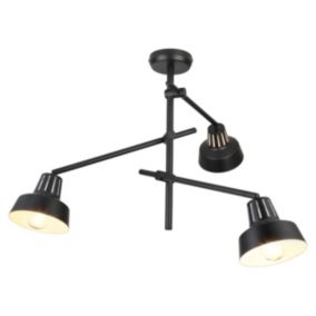 GoodHome Yarra Modern Matt Metal Black 3 Lamp LED Ceiling light
