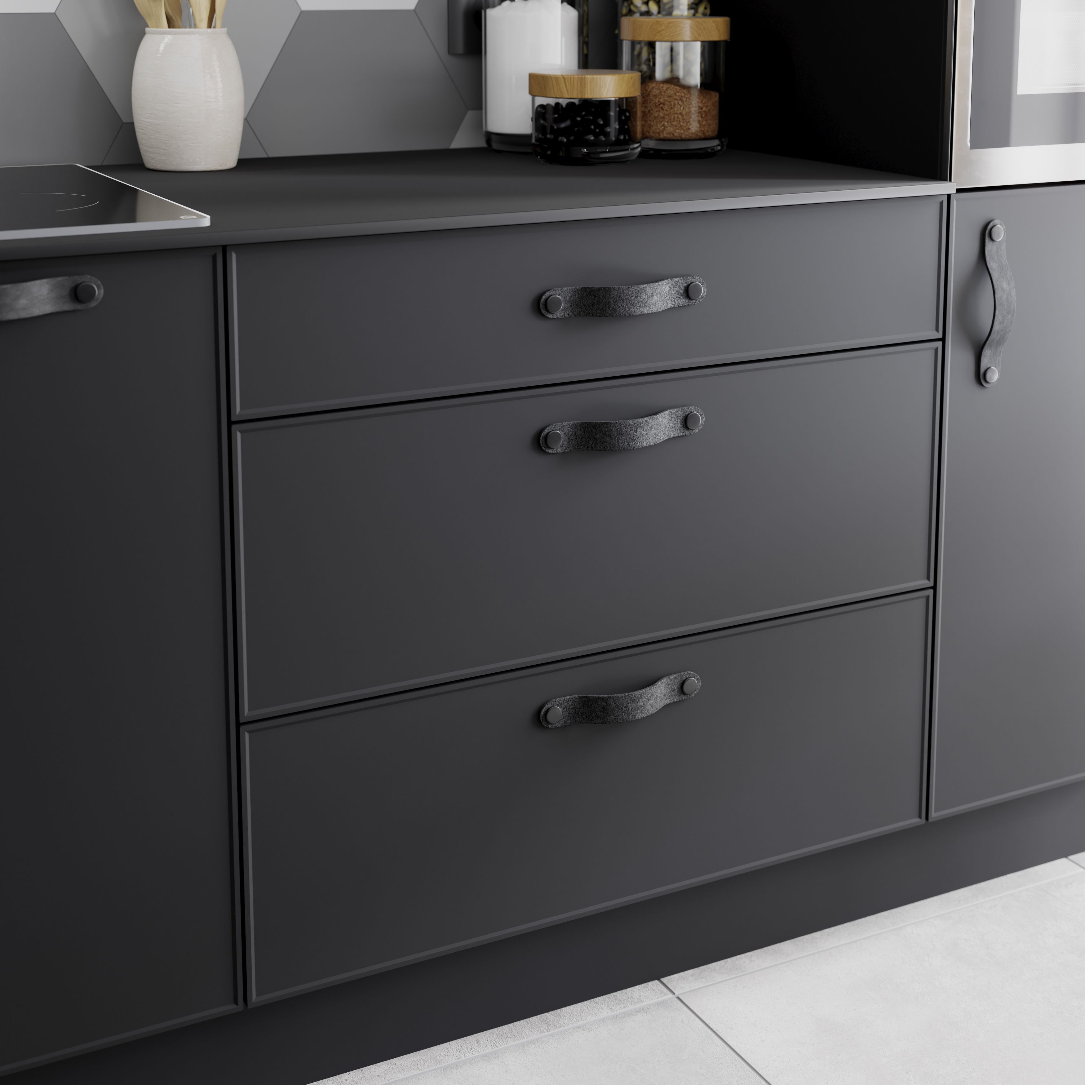GoodHome Yarrow Black Kitchen cabinets Pull handle (L)18.6cm