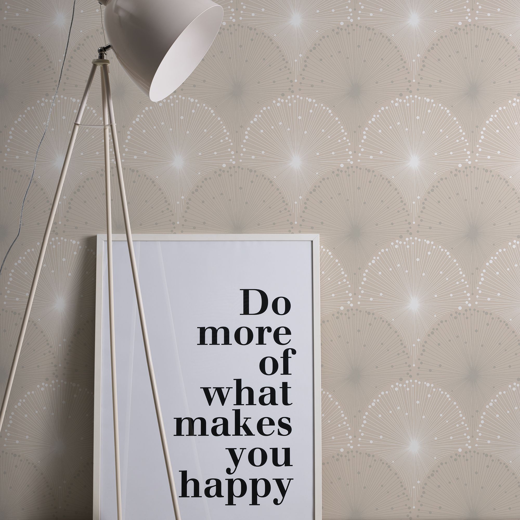 GoodHome Zamia Beige Silver effect Art deco Textured Wallpaper