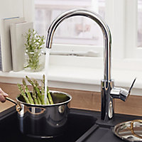 GoodHome Zanthe Chrome effect Kitchen Side lever Tap