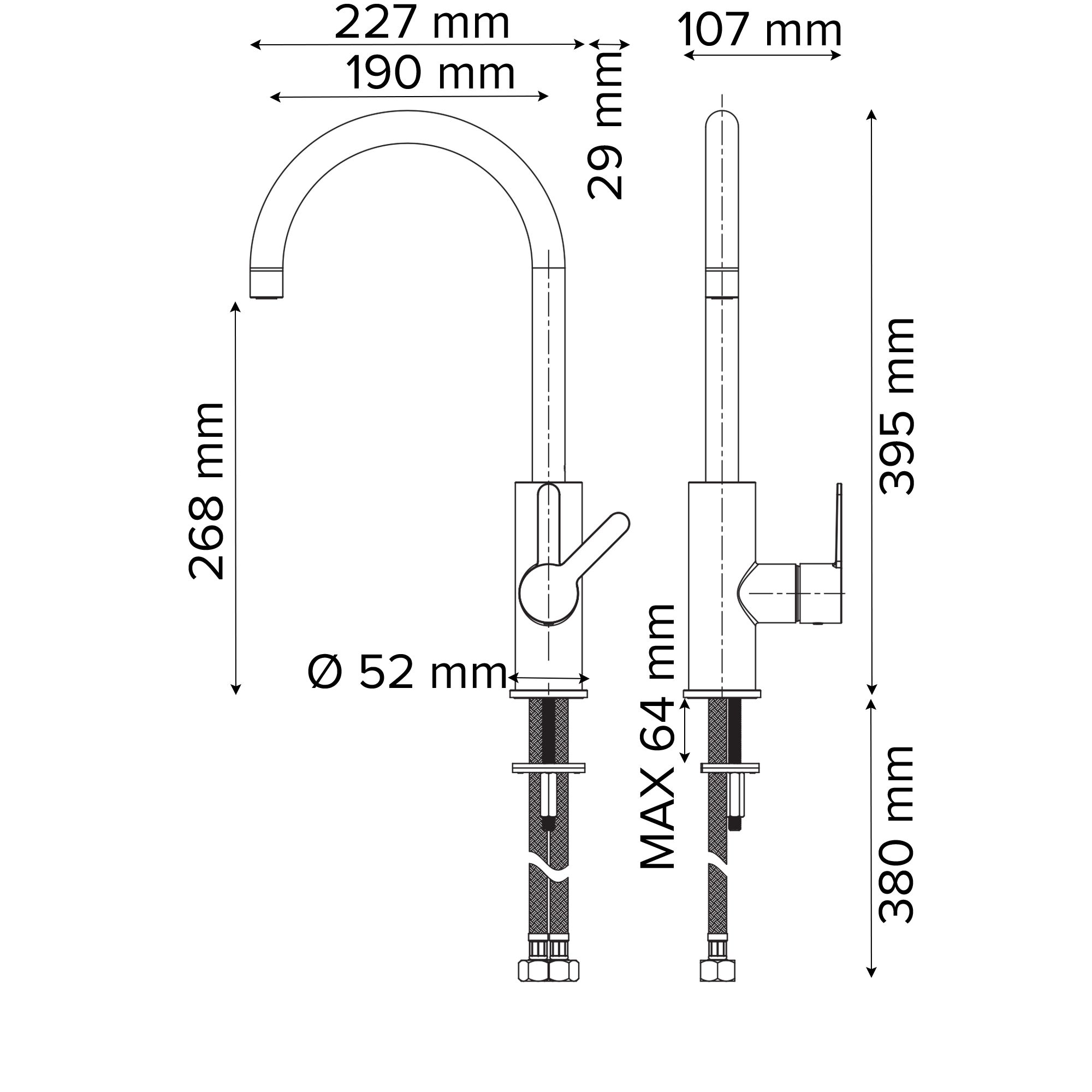 GoodHome Zanthe Chrome-plated Kitchen Side lever Tap