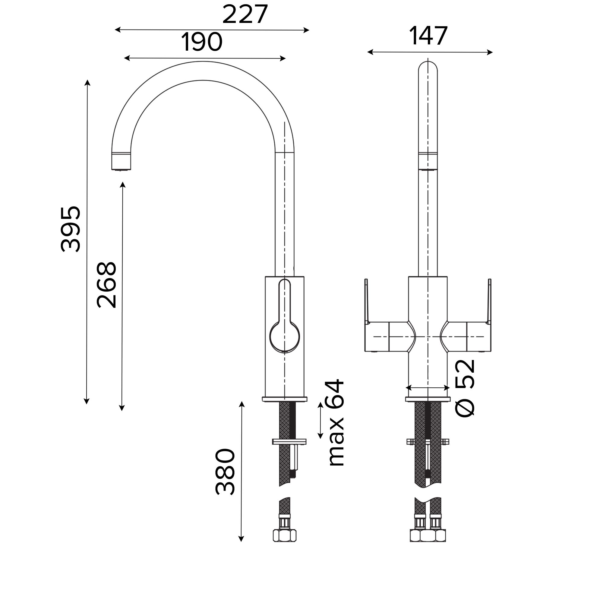 GoodHome Zanthe Copper effect Kitchen Twin lever Tap