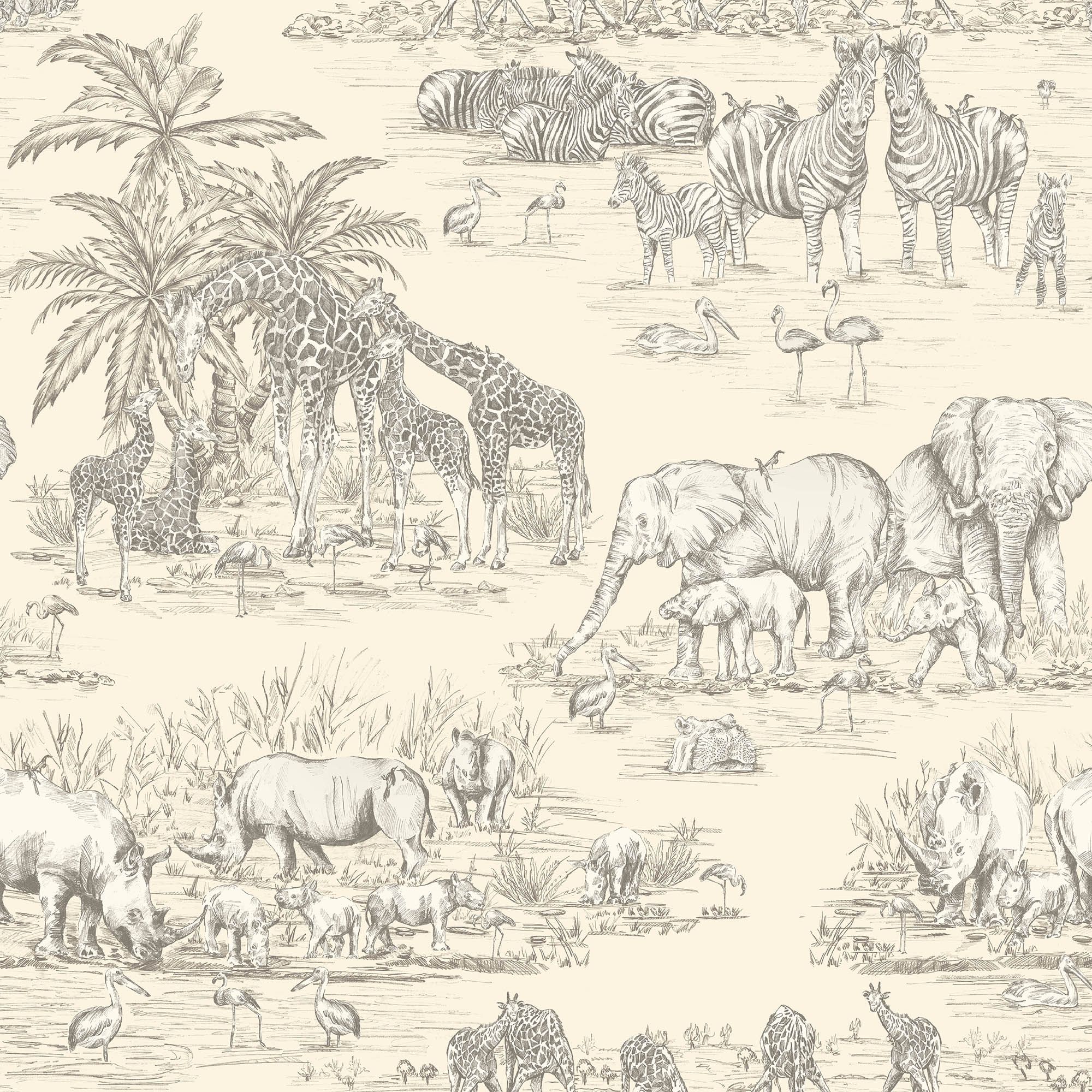 GoodHome Zircon Cream Metallic effect Watering hole Smooth Wallpaper