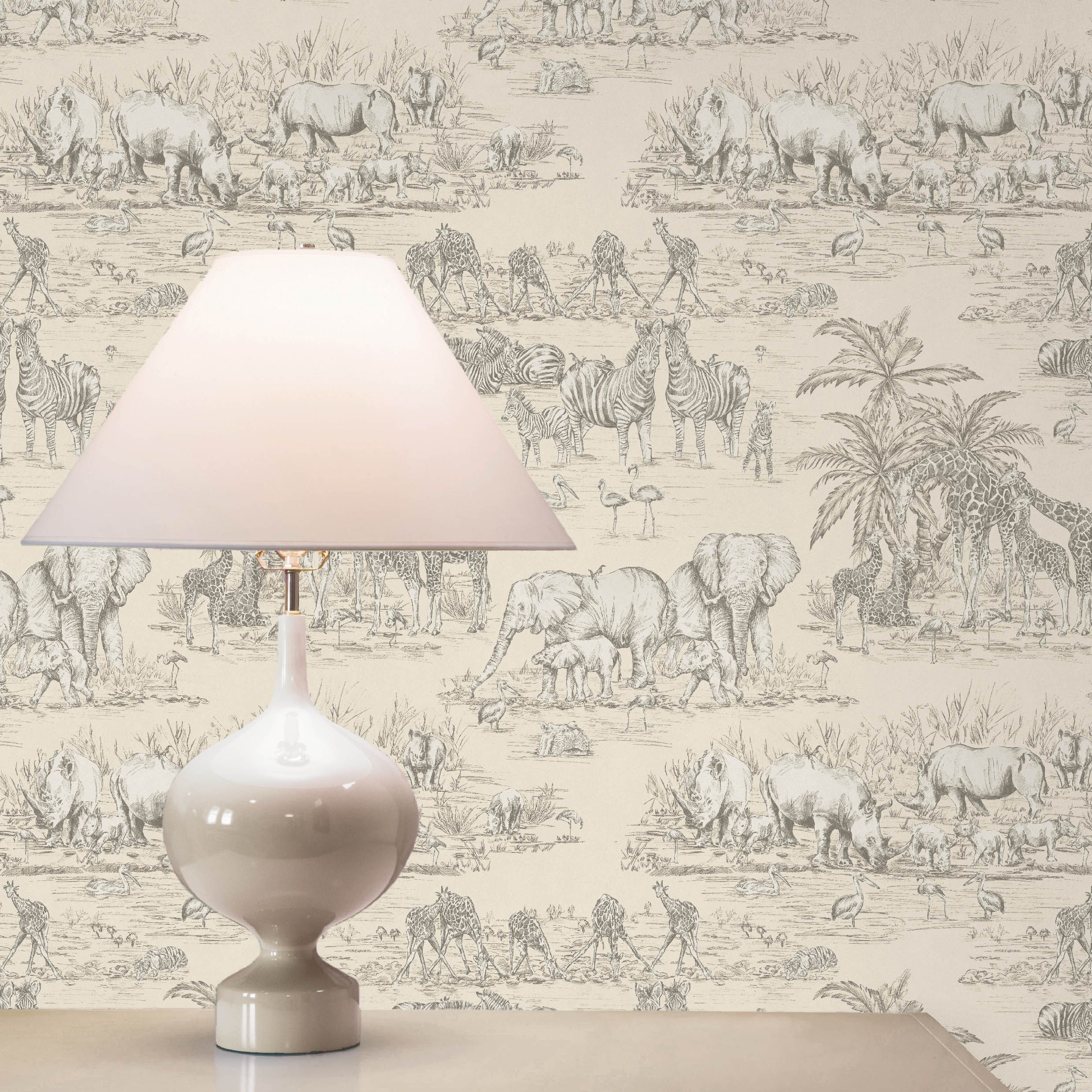 GoodHome Zircon Cream Metallic effect Watering hole Smooth Wallpaper