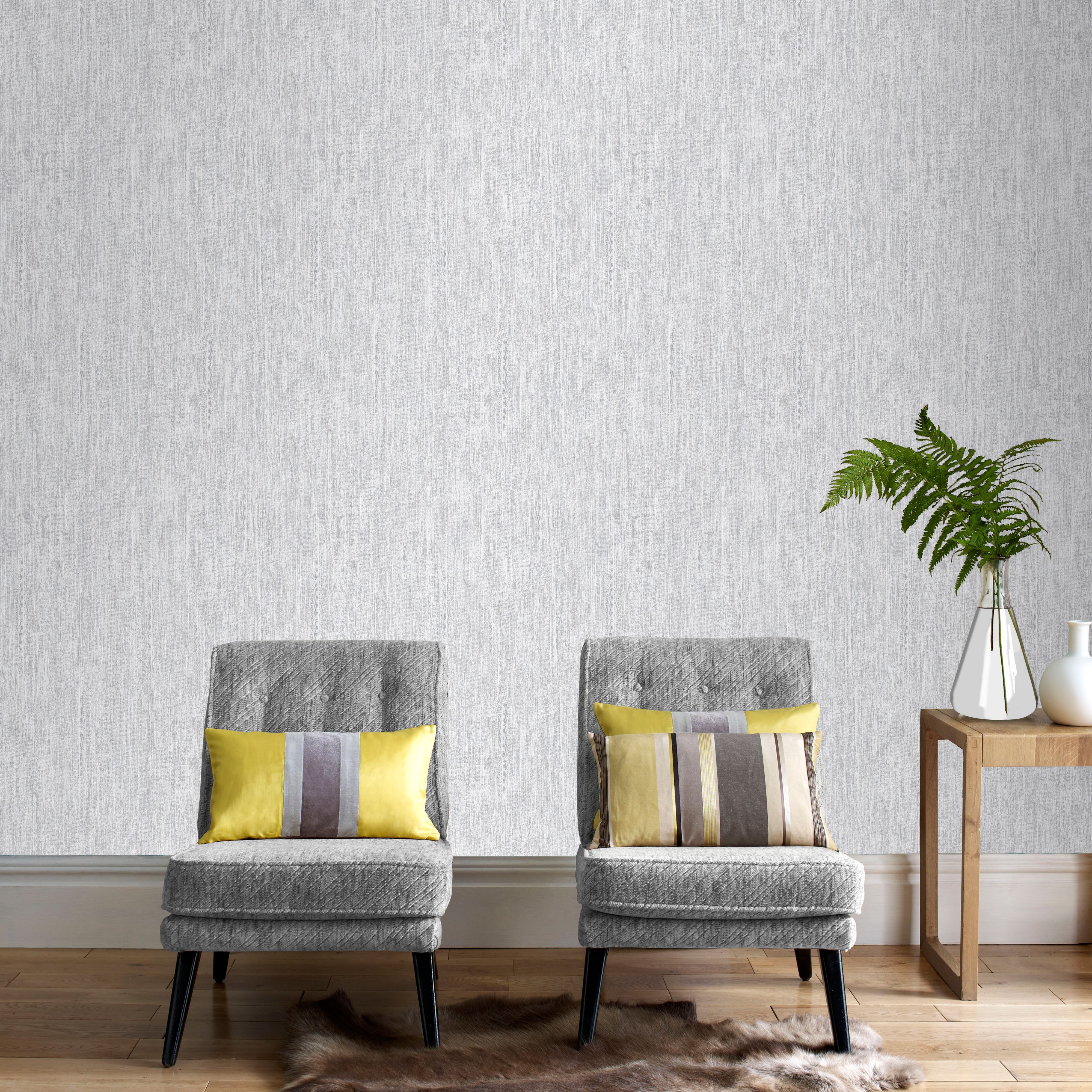 GoodHome Zoisi Silver effect Textured Wallpaper