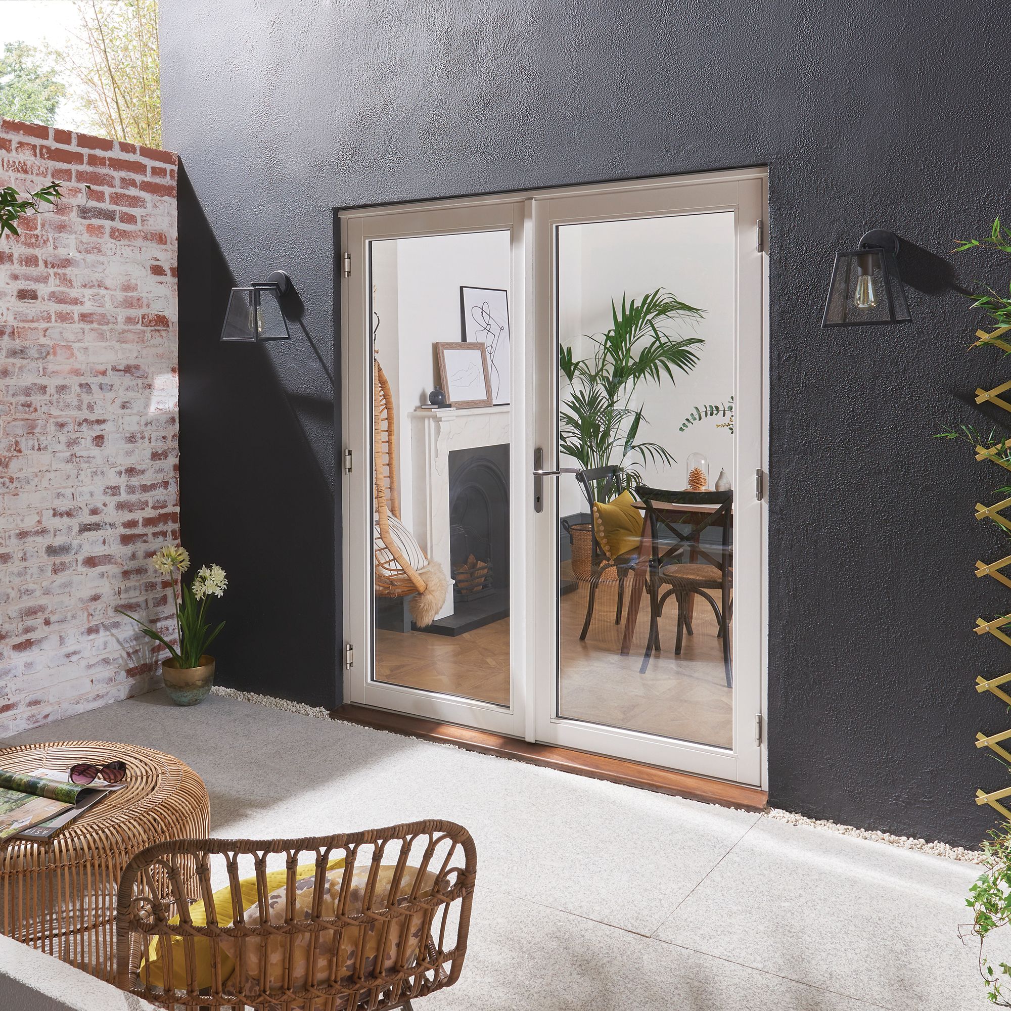 GoodHome2 panes Clear Double glazed White Hardwood Reversible Patio door & frame, (H)2094mm (W)1194mm