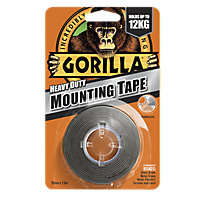 Gorilla Black Mounting Tape (L)1.5m (W)25.4mm