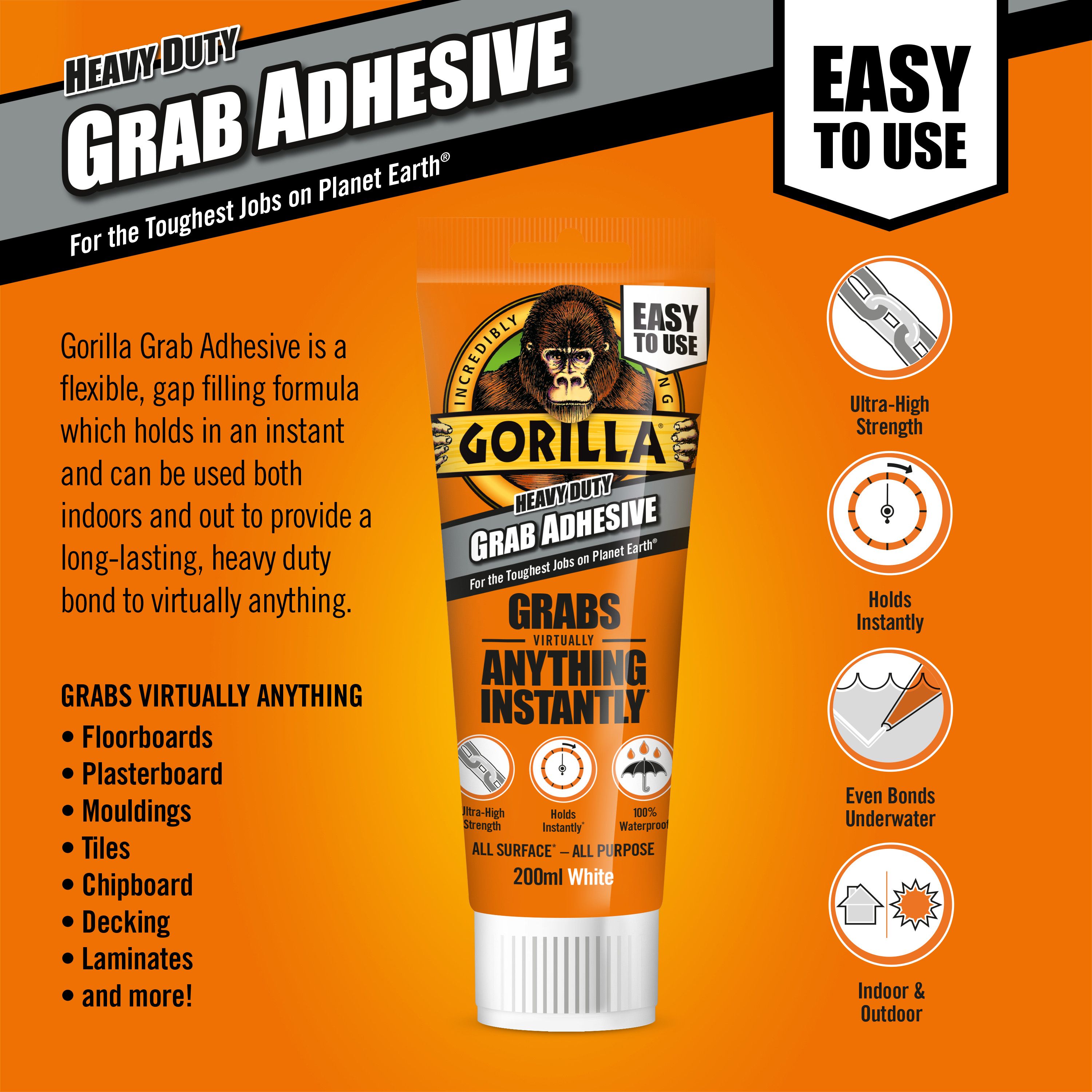 Gorilla Glue Waterproof White Grab adhesive 200ml 0.33kg