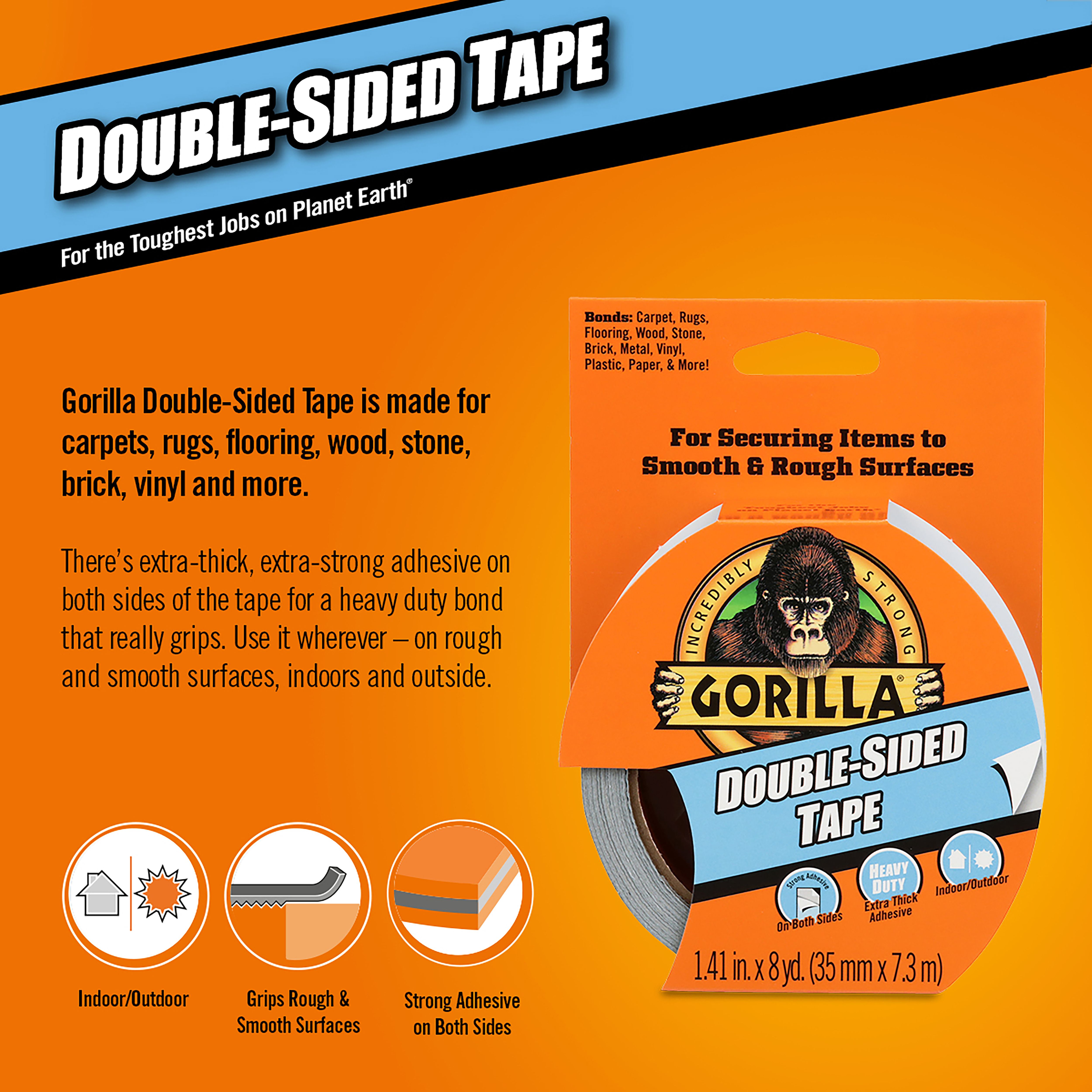 Gorilla Grey Double-sided Tape (L)7.3m
