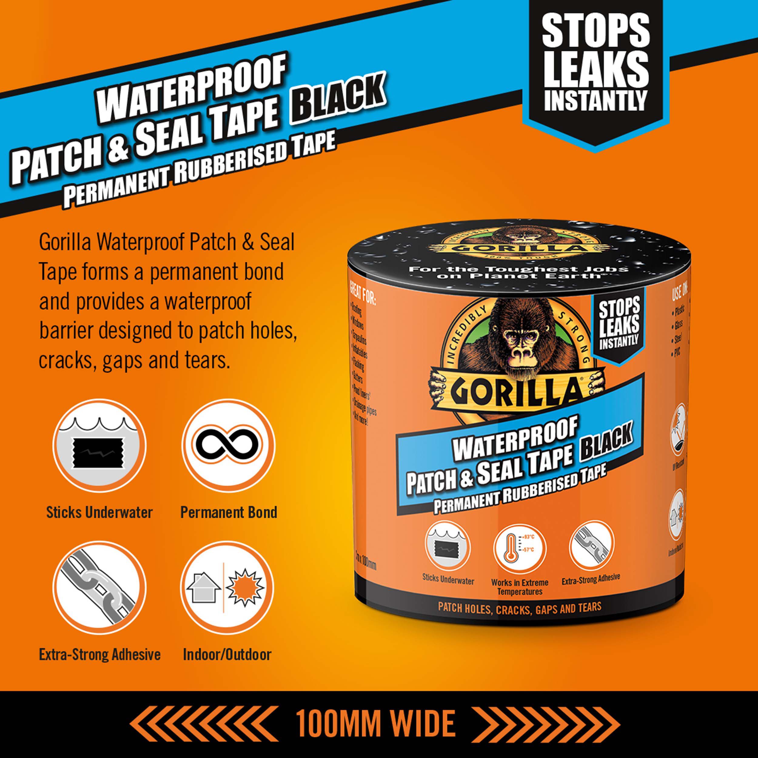 Gorilla Waterproof Patch & Seal Tape (L)3m (W)101.6mm