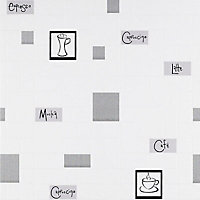 Graham & Brown Café culture Grey Tile Wallpaper