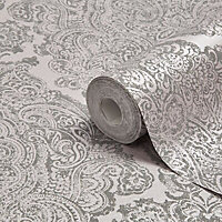 Graham & Brown Fibrous windsor Lilac & pewter Metallic effect Wallpaper