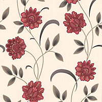 Graham & Brown Sadie Cream & red Floral Wallpaper