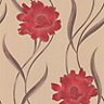 Graham & Brown Superfresco Beige & red Poppy Textured Wallpaper