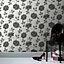 Graham & Brown Superfresco Black Floral Textured Wallpaper
