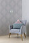 Grandeco Adalyn Blush grey Mica effect Damask Embossed Wallpaper