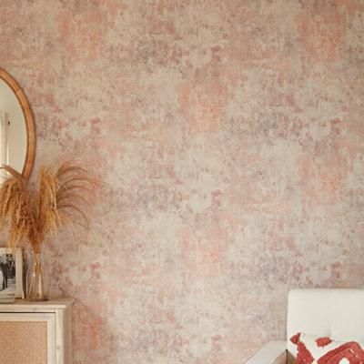 Grandeco Blush Plaster effect Concrete Embossed Wallpaper